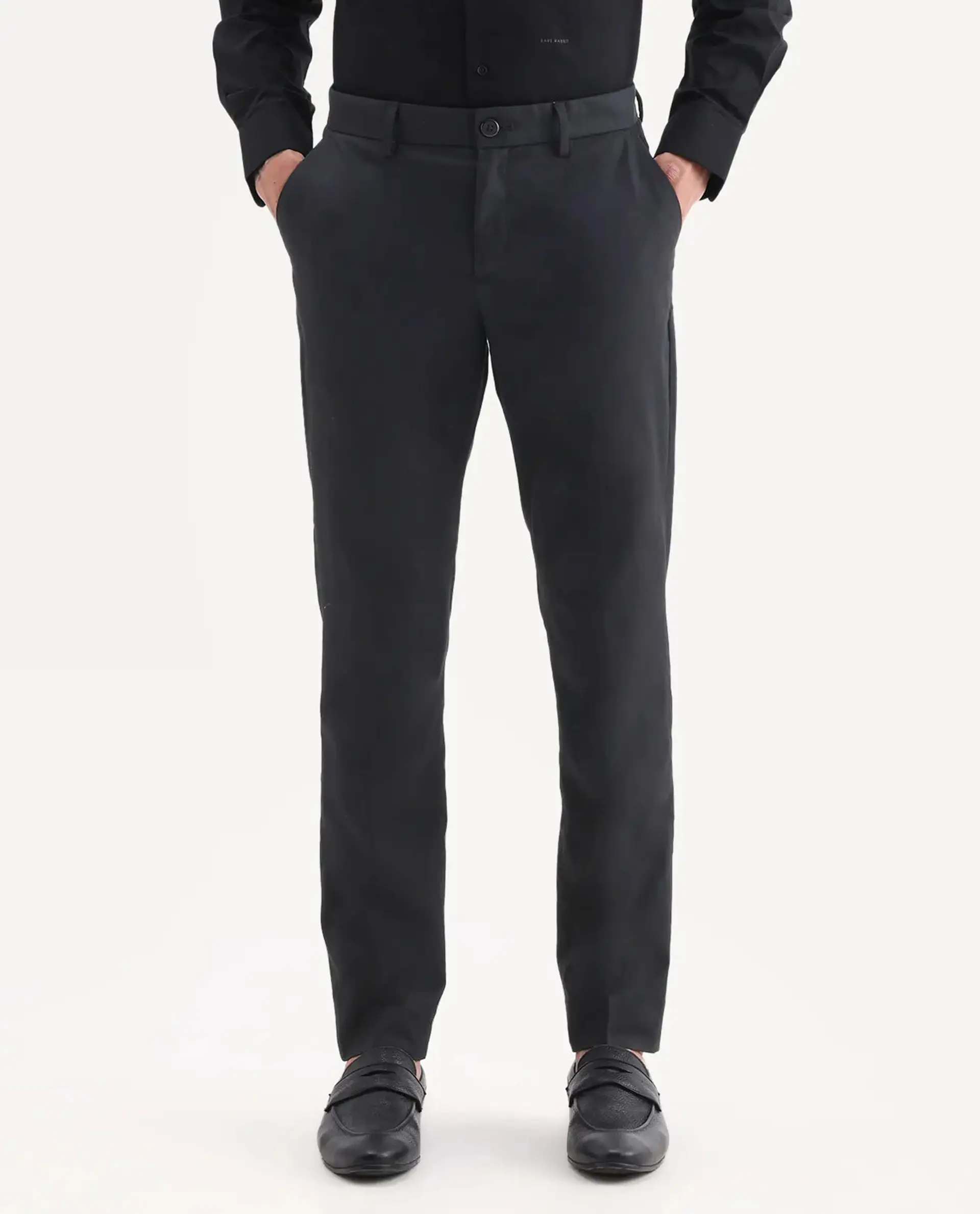 Rare Rabbit Men's Chamer Black Polyester Plain Regular Fit Trouser - Image 9
