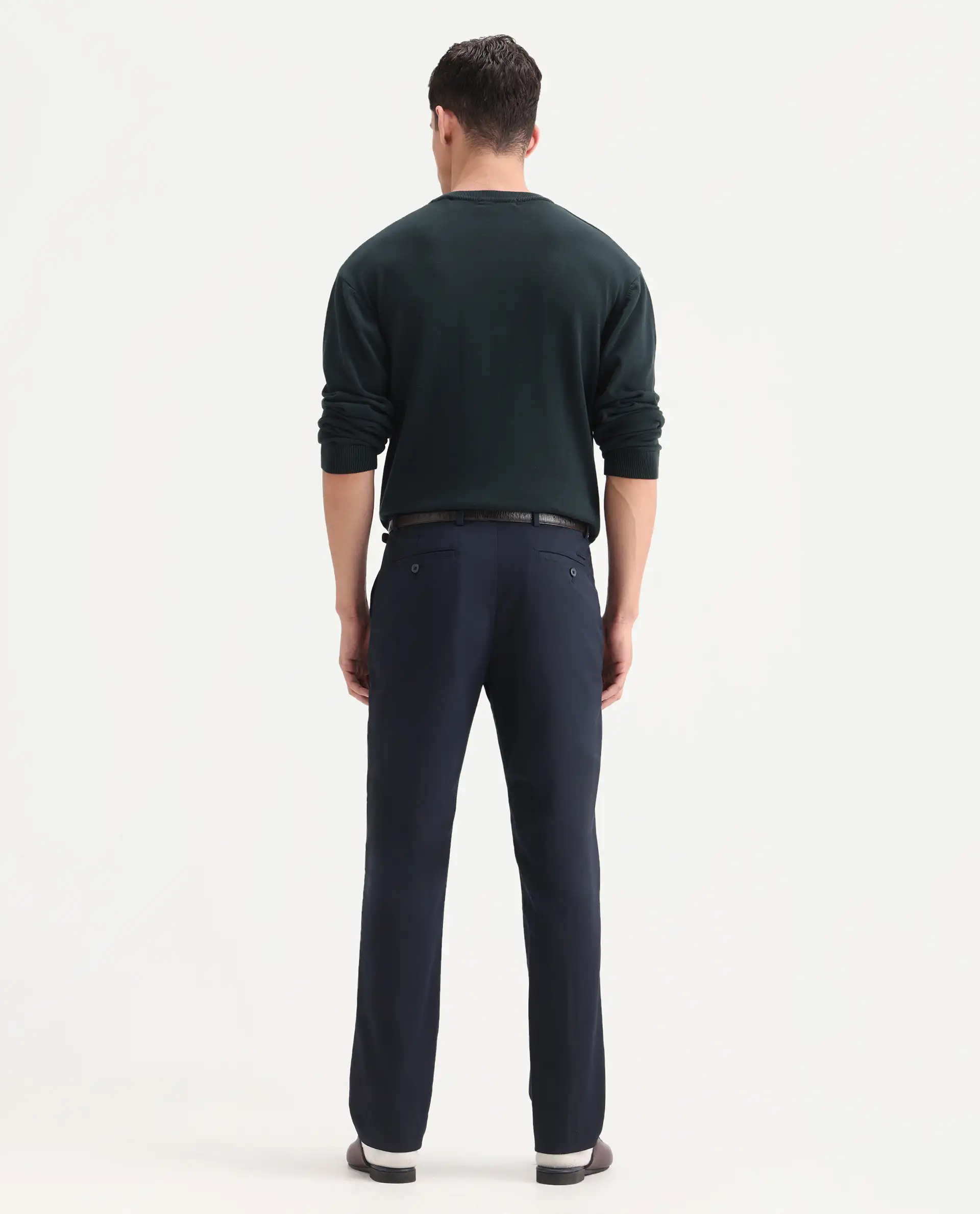 Rare Rabbit Men's Chamer Navy Polyester Plain Regular Fit Trouser - Image 8