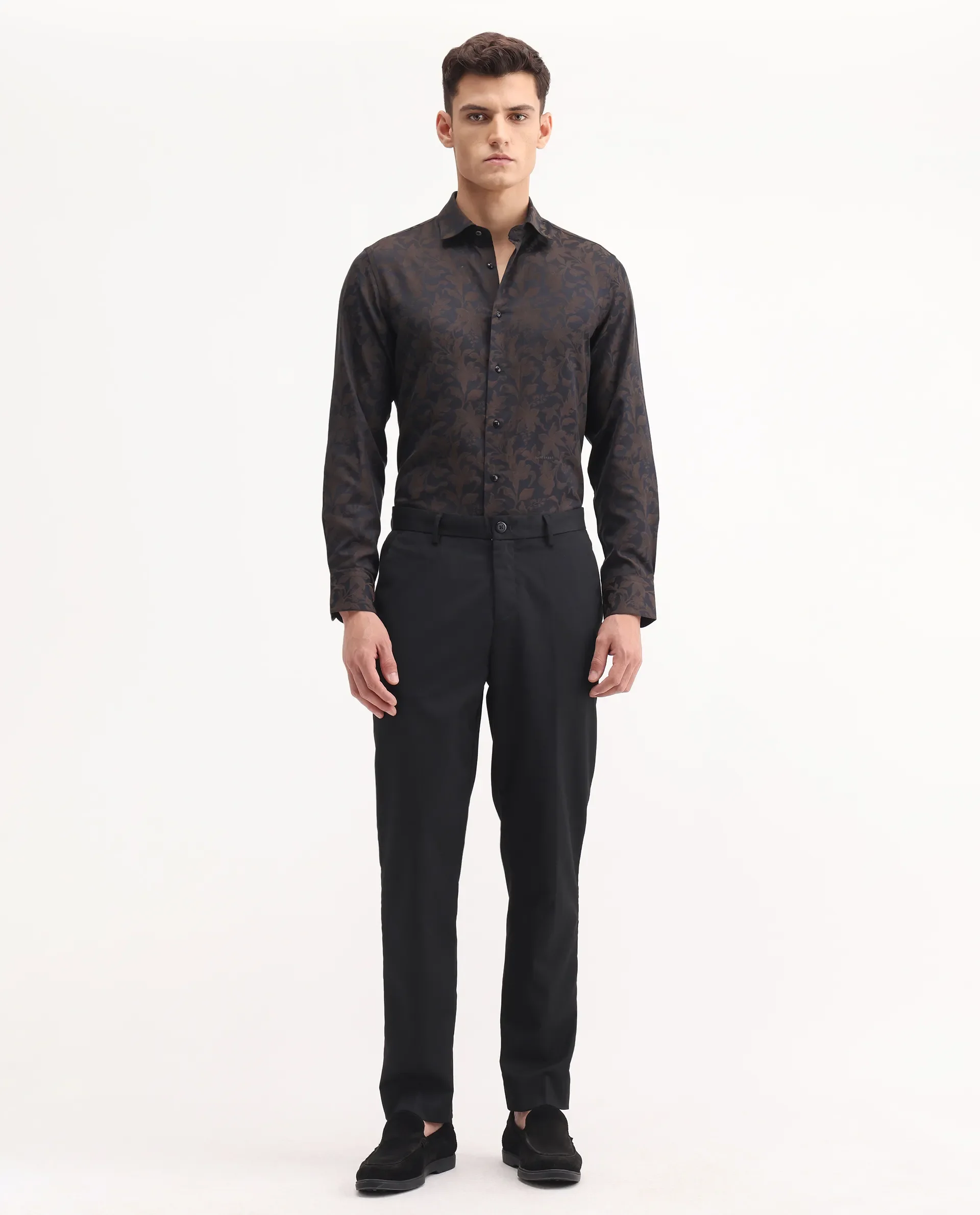 Rare Rabbit Men's Chamey Black Polyester Plain Regular Fit Trouser - Image 4