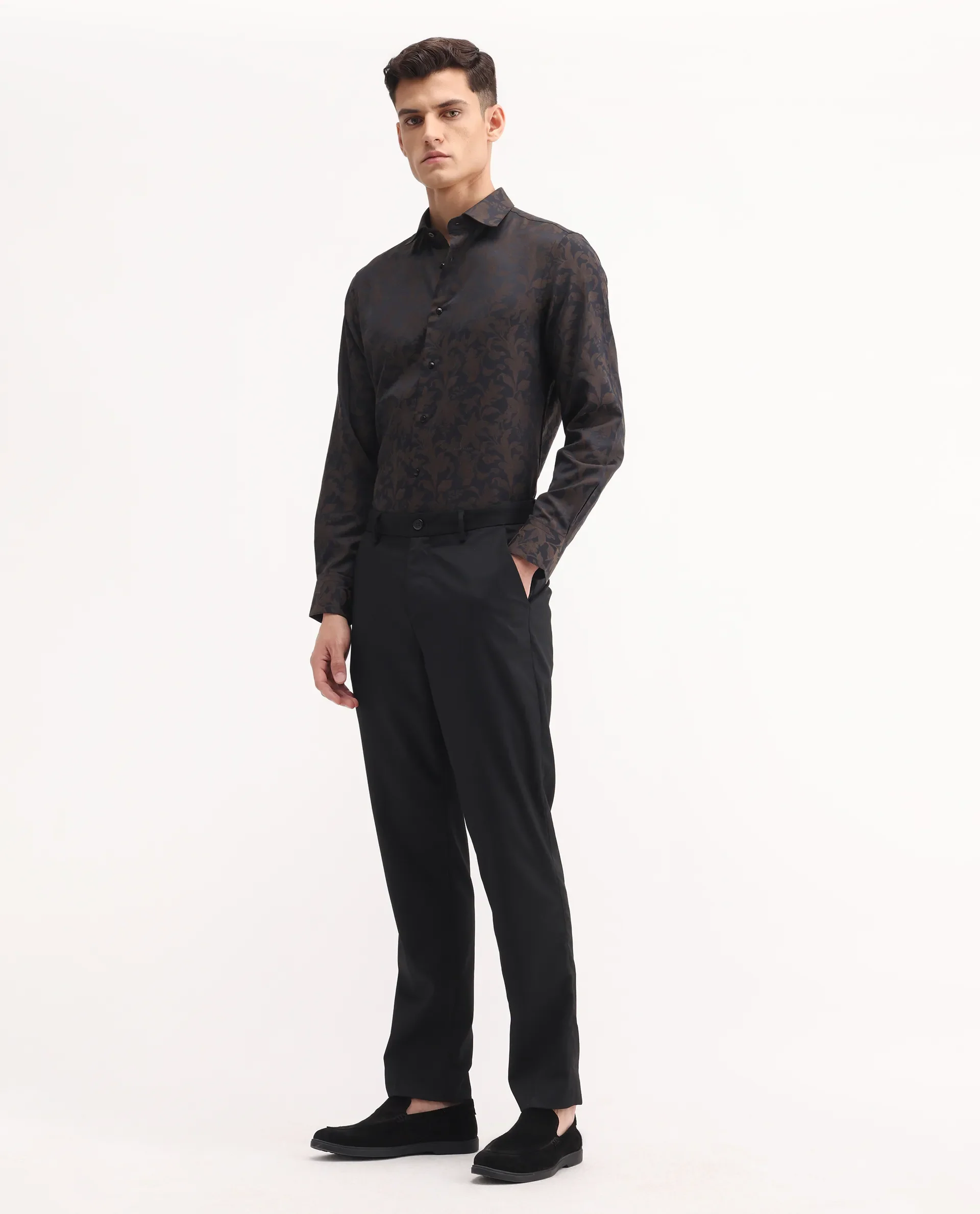 Rare Rabbit Men's Chamey Black Polyester Plain Regular Fit Trouser - Image 6