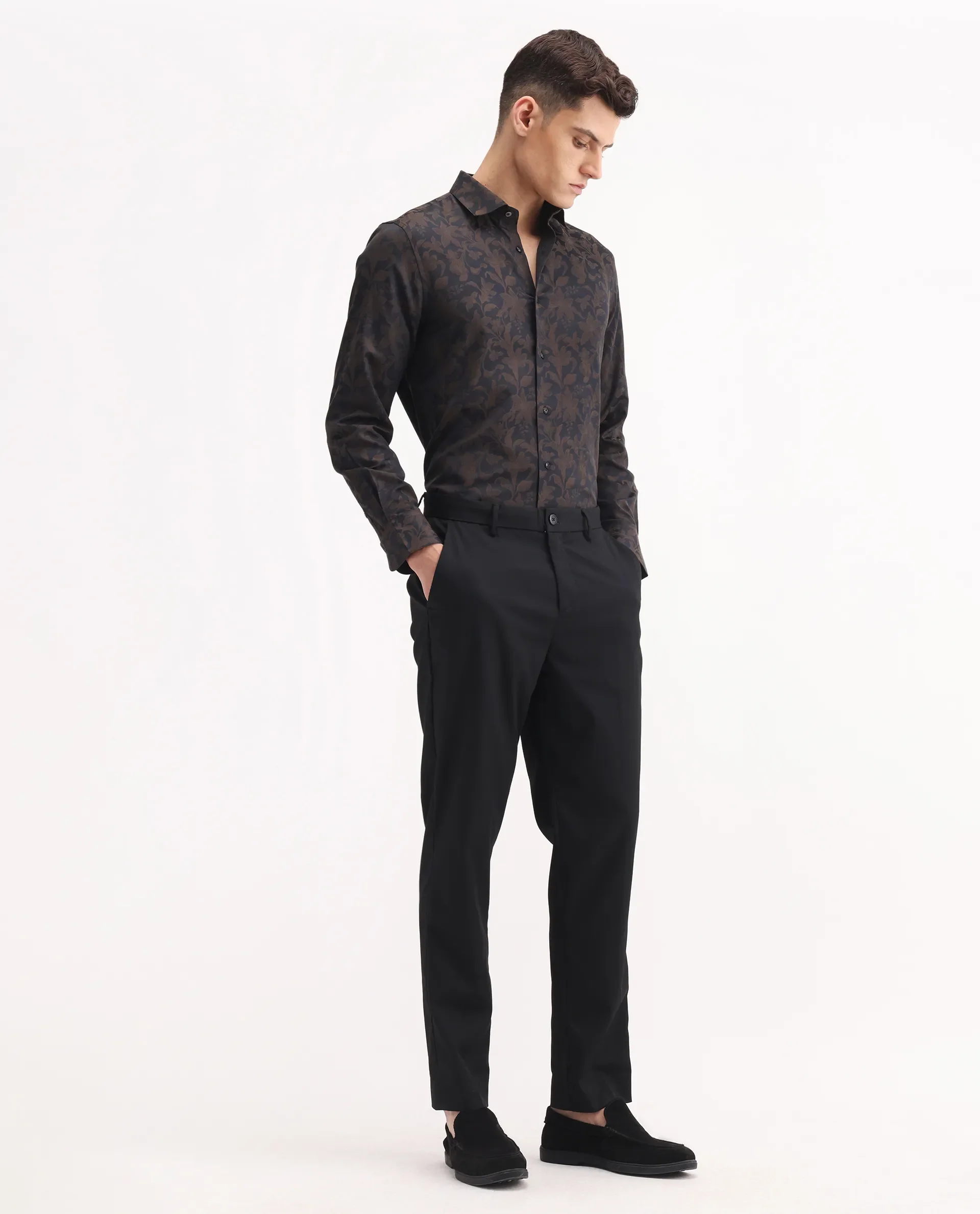 Rare Rabbit Men's Chamey Black Polyester Plain Regular Fit Trouser - Image 7