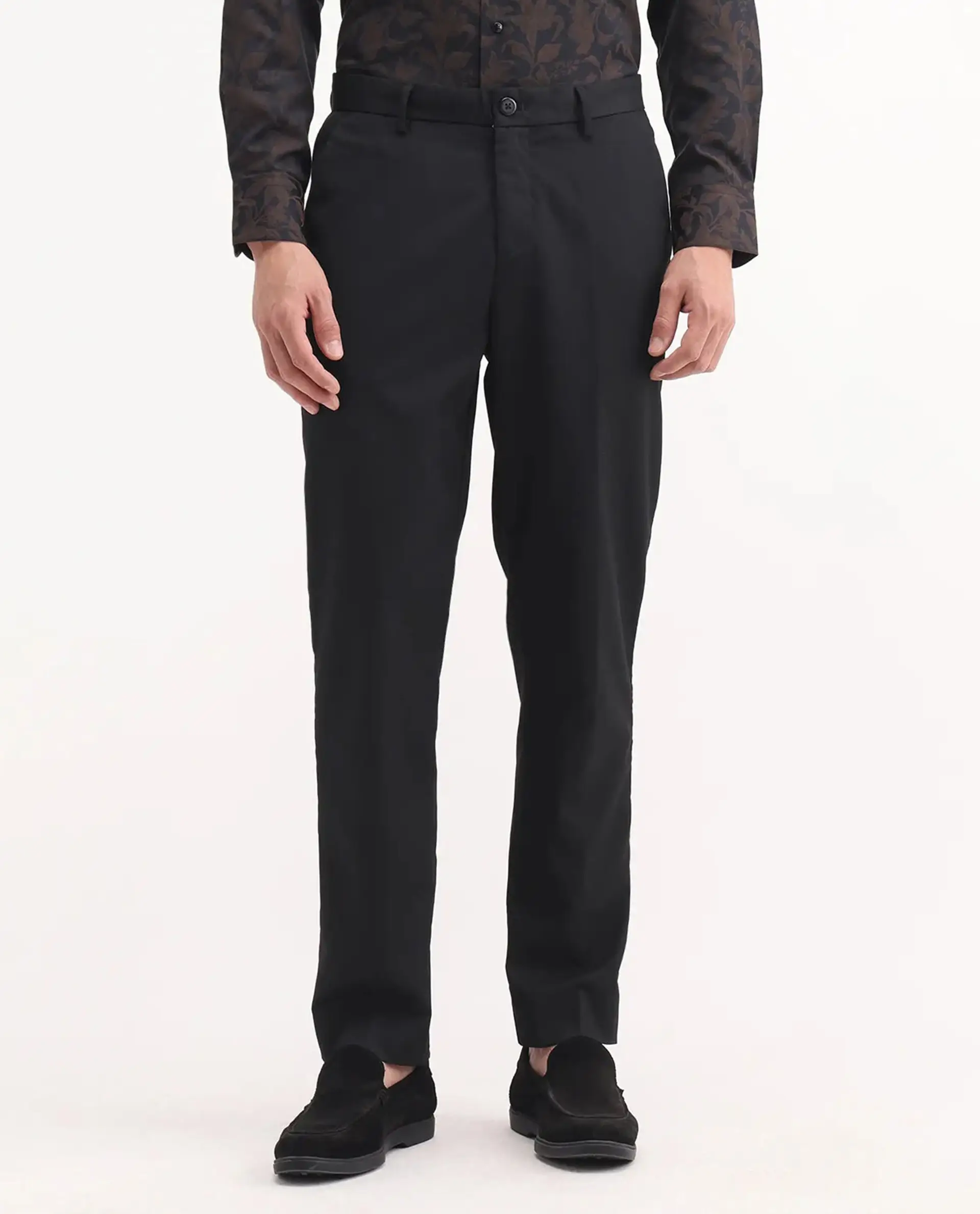 Rare Rabbit Men's Chamey Black Polyester Plain Regular Fit Trouser - Image 9