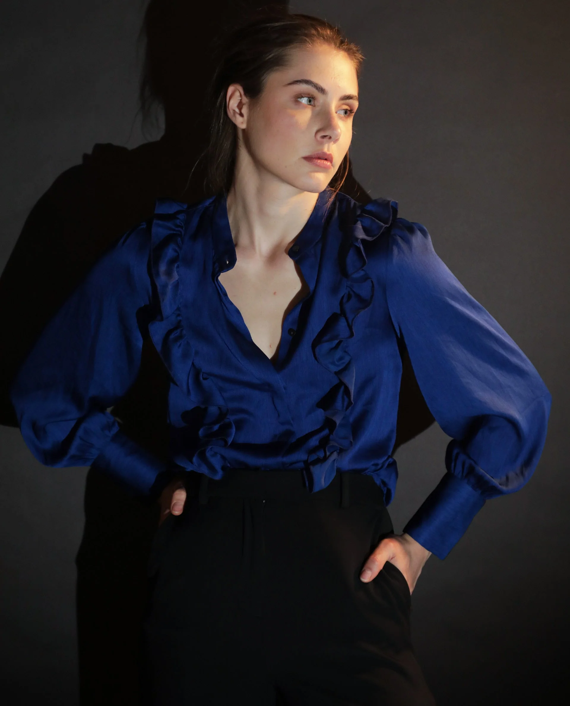 Rareism Womens Chamomile Blue Top Polyester Fabric Fit Regular Sleeves Mandarin Neck - Image 3
