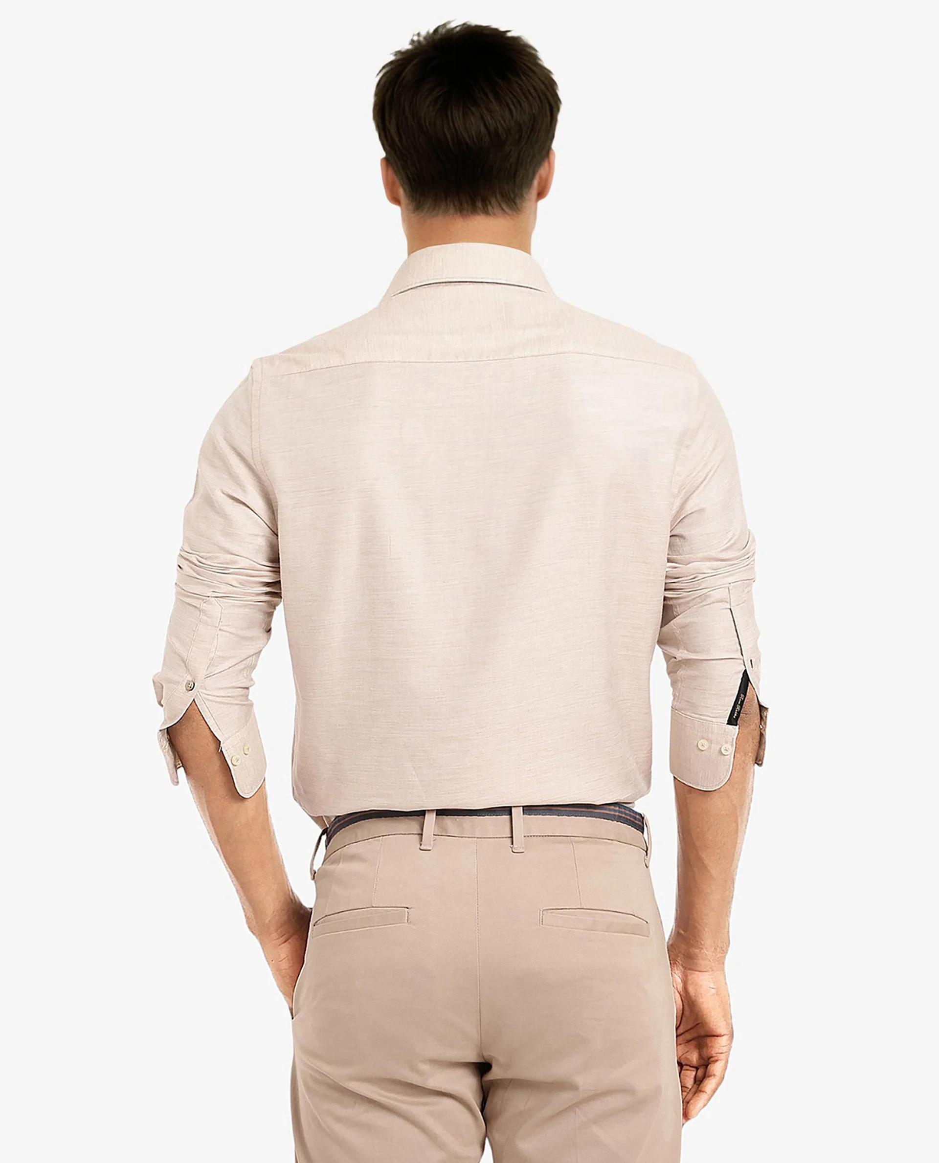 Rare Rabbit Men's Chapelle Beige Cotton Plain Regular Fit Full Sleeve Collared Shirt - Image 6