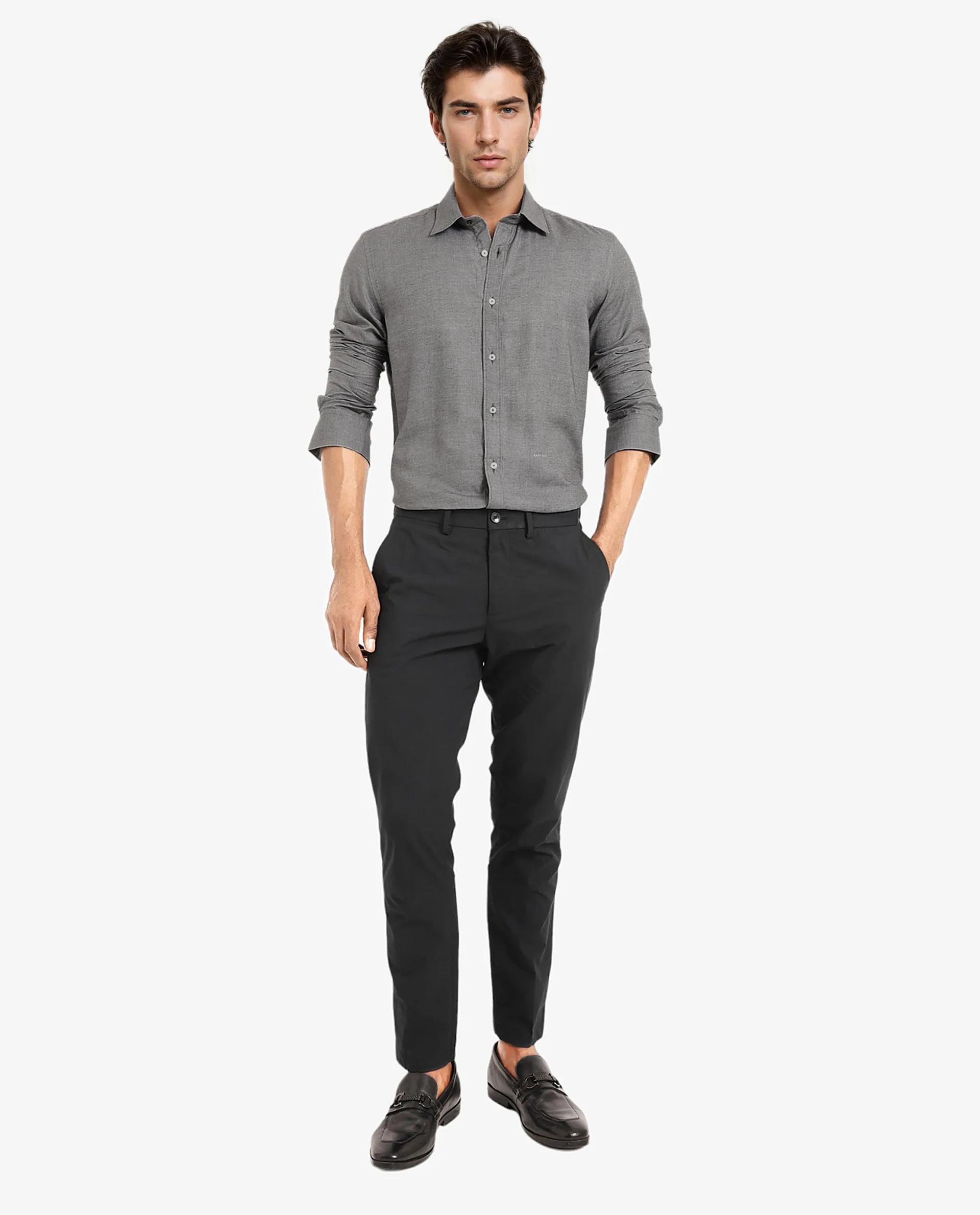Rare Rabbit Men's Chapelle Black Cotton Plain Regular Fit Full Sleeve Collared Shirt - Image 2