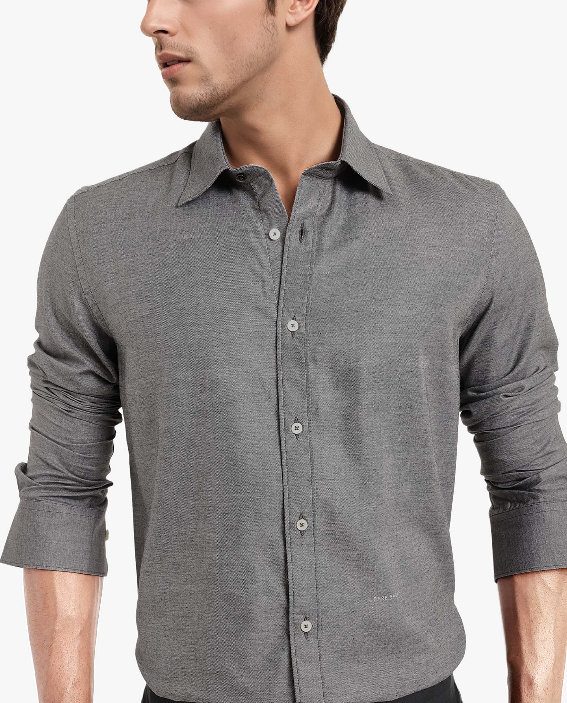 Rare Rabbit Men's Chapelle Black Cotton Plain Regular Fit Full Sleeve Collared Shirt - Image 4