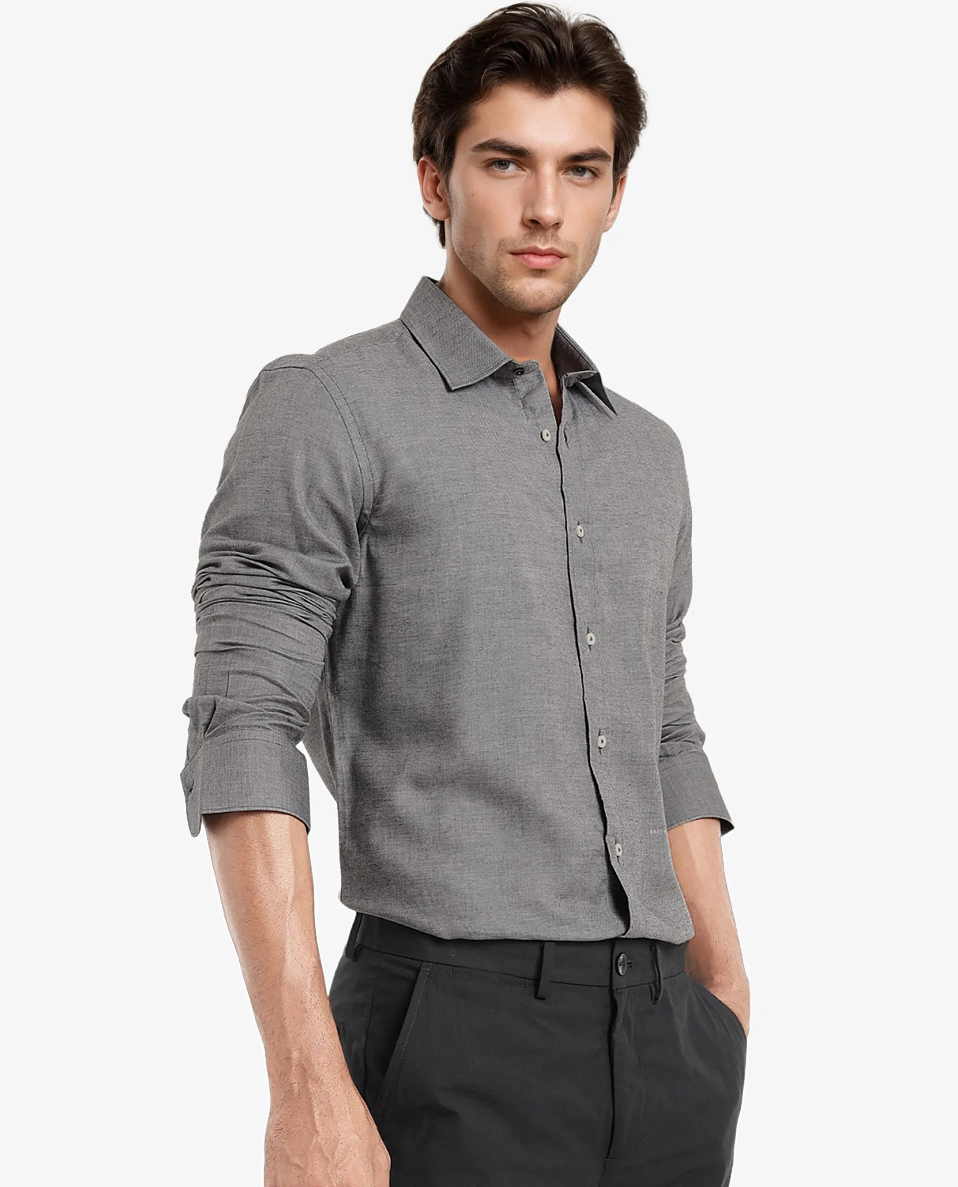 Rare Rabbit Men's Chapelle Black Cotton Plain Regular Fit Full Sleeve Collared Shirt - Image 5