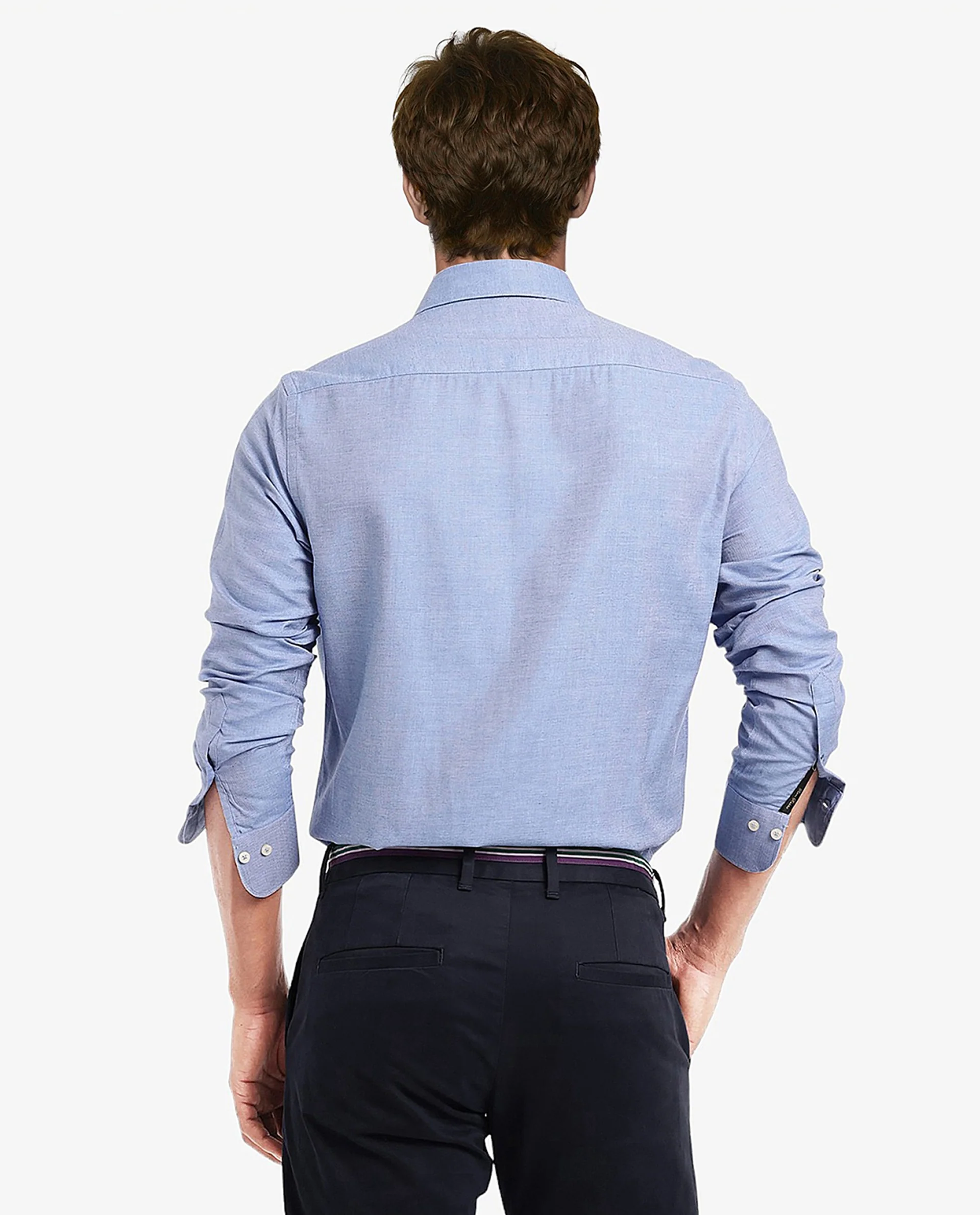 Rare Rabbit Men's Chapelle Blue Cotton Plain Regular Fit Full Sleeve Collared Shirt - Image 6