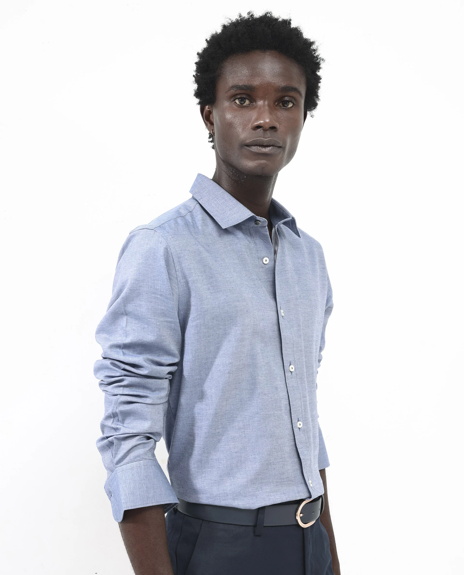 Rare Rabbit Men's Chapelle Dark Blue Cotton Plain Regular Fit Full Sleeve Collared Shirt - Image 6