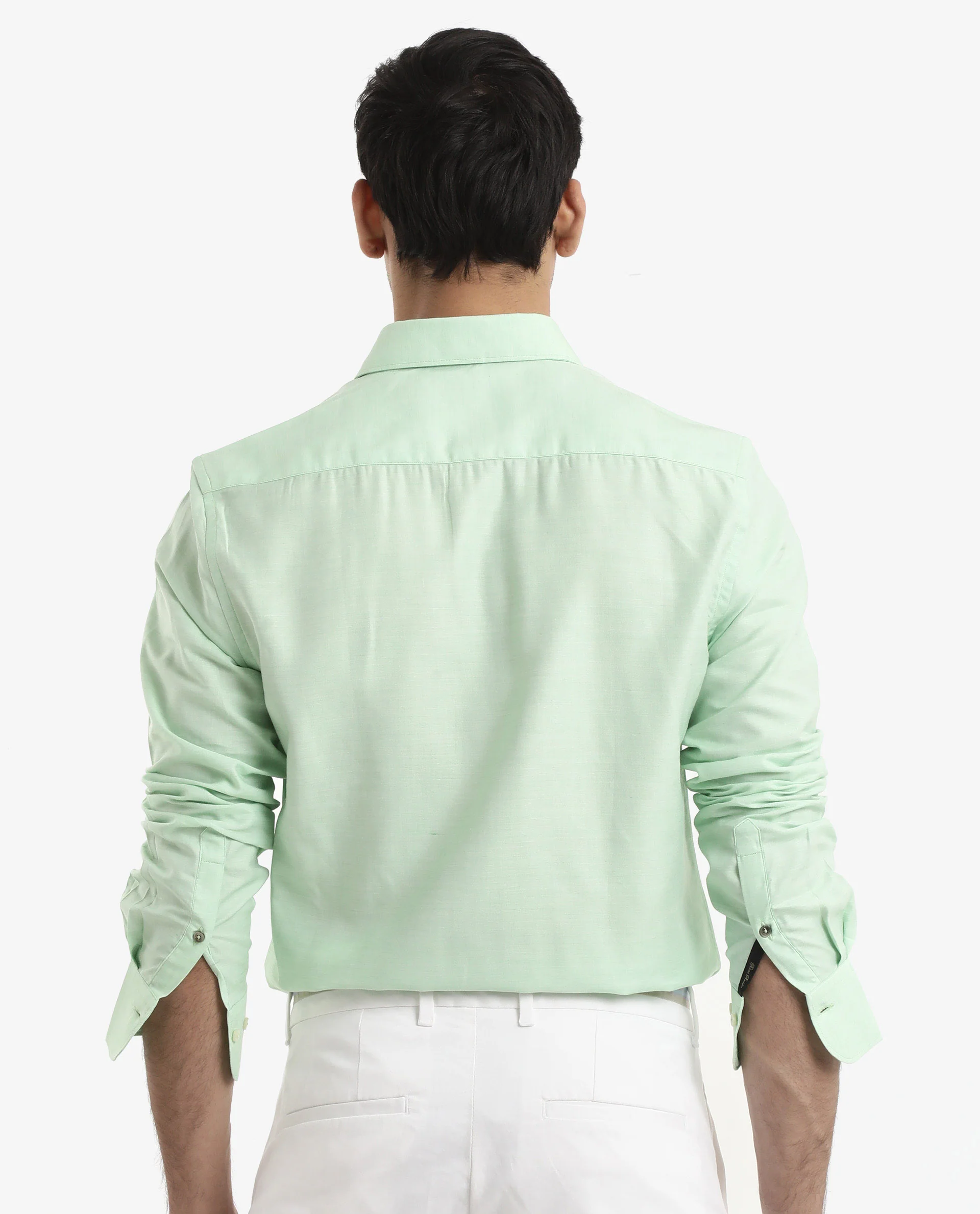 Rare Rabbit Men's Chapelle Flouroscent Green Cotton Plain Regular Fit Full Sleeve Collared Shirt - Image 9
