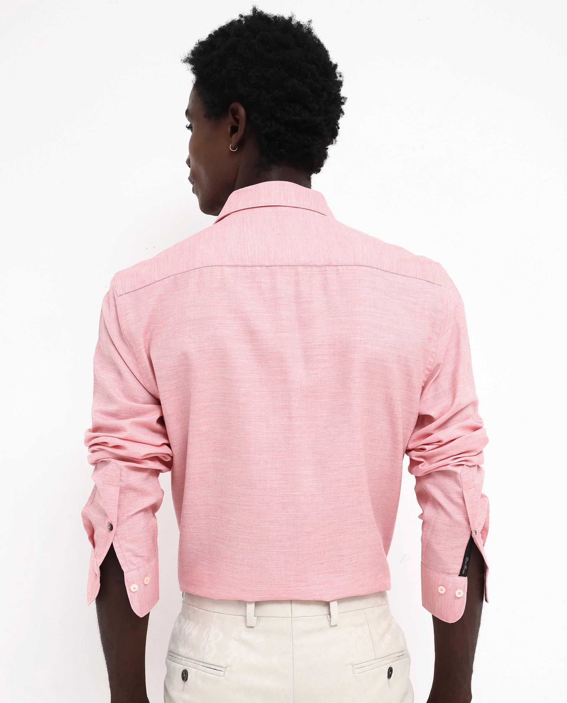 Rare Rabbit Men's Chapelle Flouroscent Pink Cotton Plain Regular Fit Full Sleeve Collared Shirt - Image 8