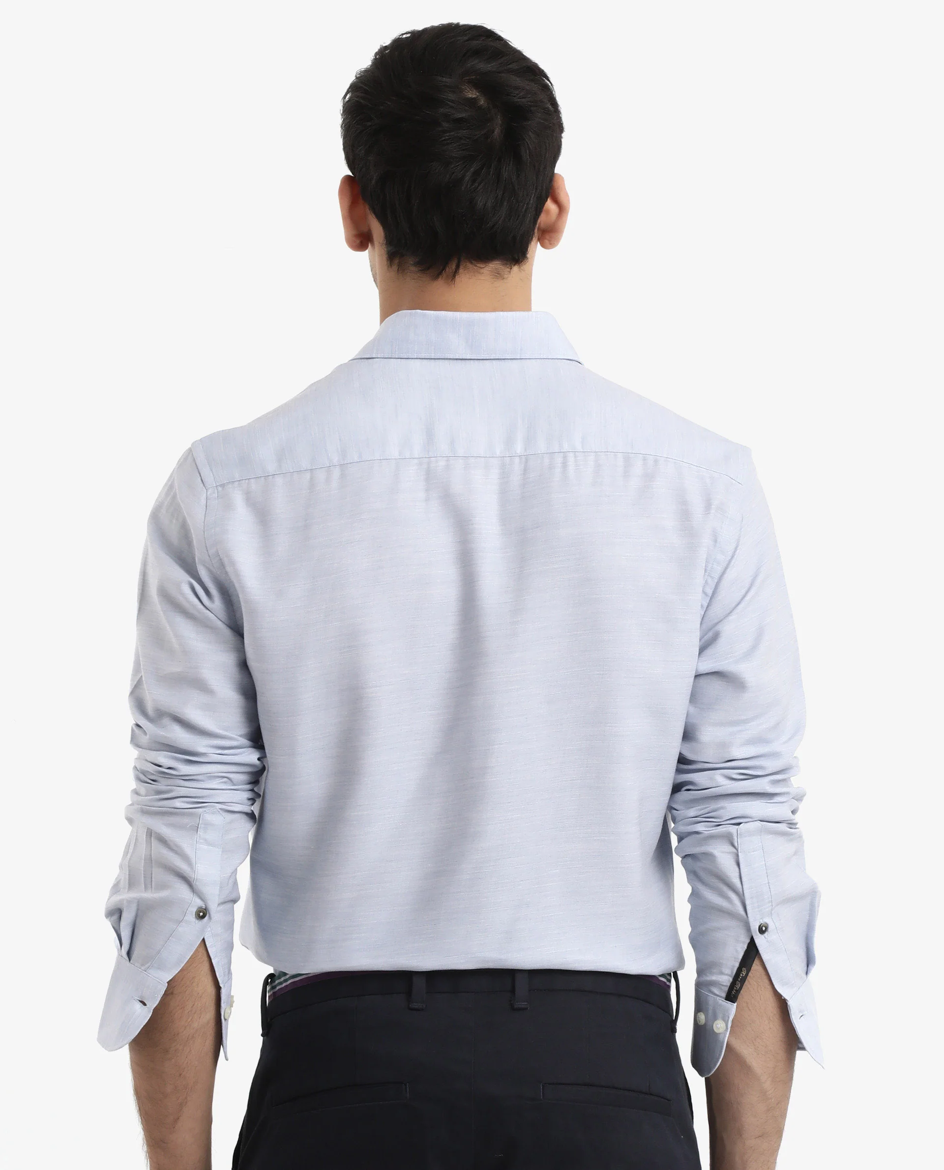 Rare Rabbit Men's Chapelle Light Blue Cotton Plain Regular Fit Full Sleeve Collared Shirt - Image 7