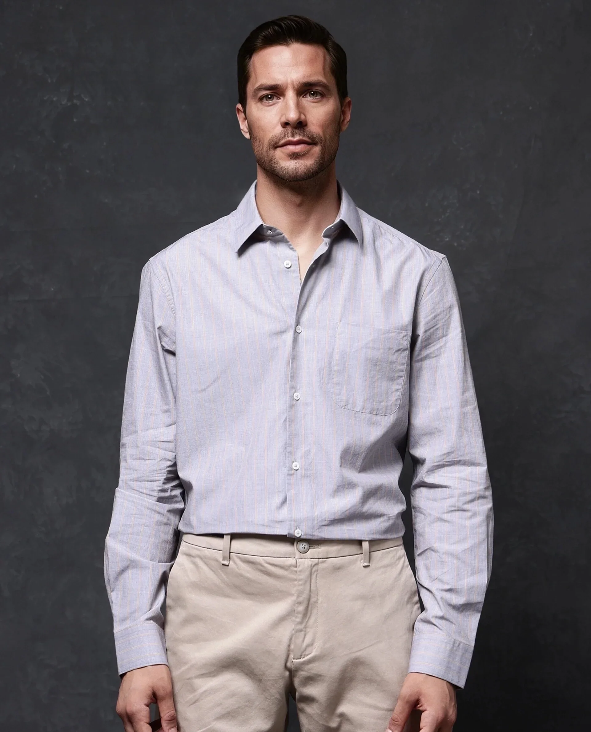 Rare Rabbit Men's Charl Beige Cotton Striped Print Regular Fit Full Sleeve Collared Shirt - Image 10