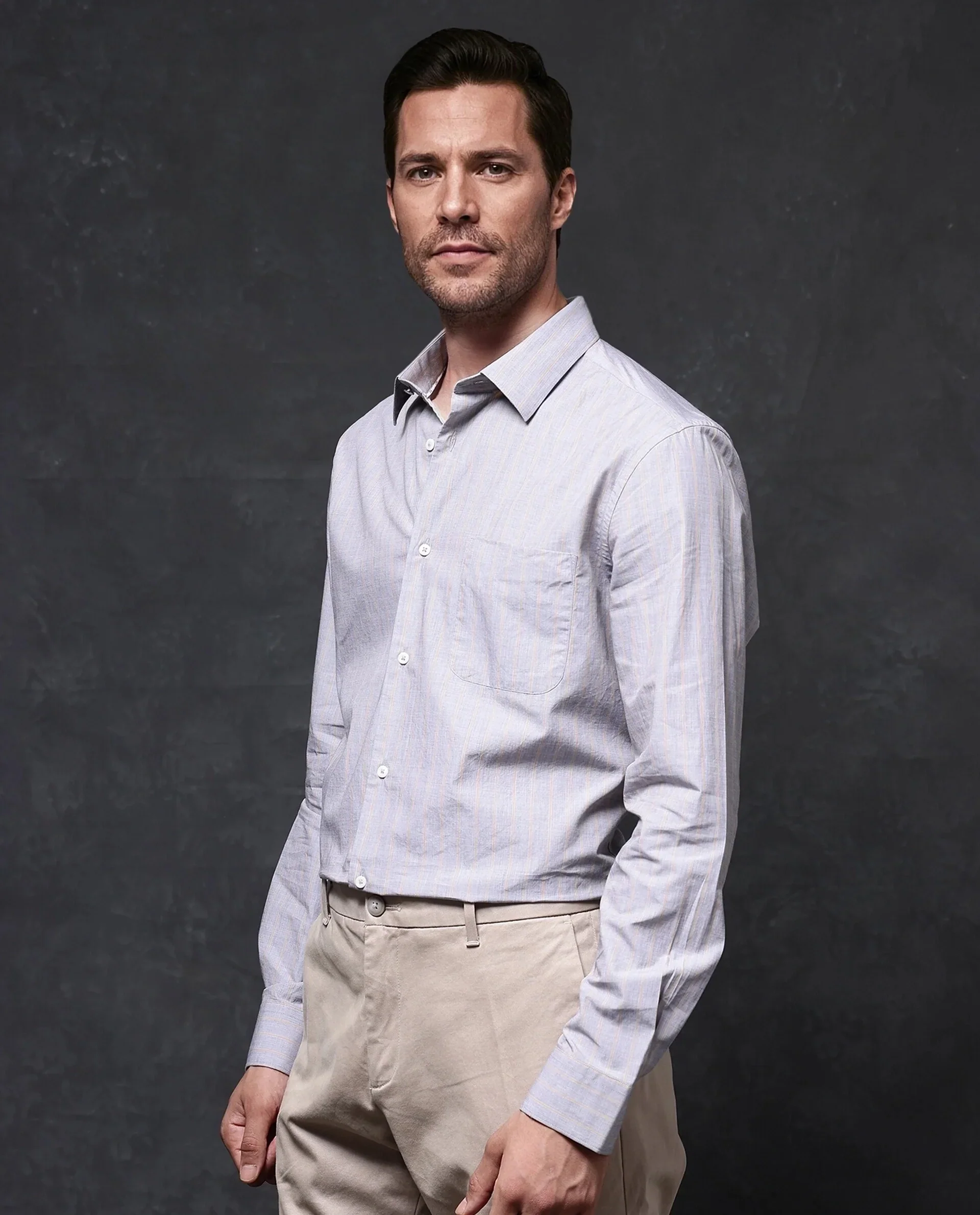 Rare Rabbit Men's Charl Beige Cotton Striped Print Regular Fit Full Sleeve Collared Shirt - Image 7