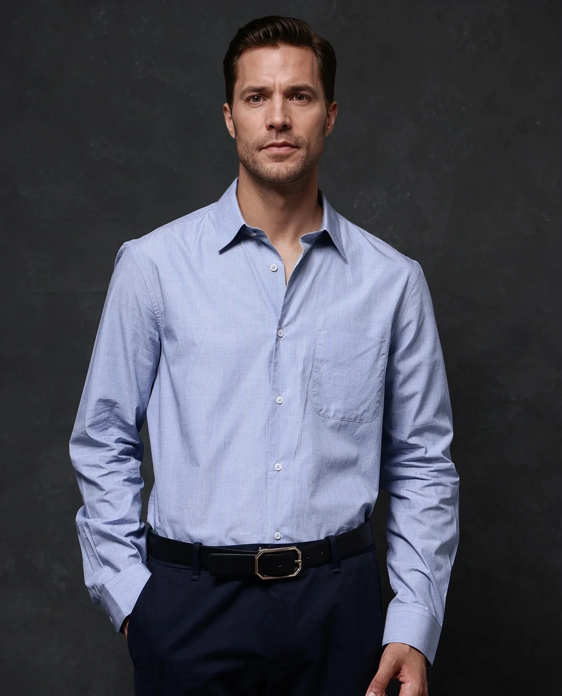 Rare Rabbit Men's Charl Light Blue Cotton Striped Print Regular Fit Full Sleeve Collared Shirt - Image 3