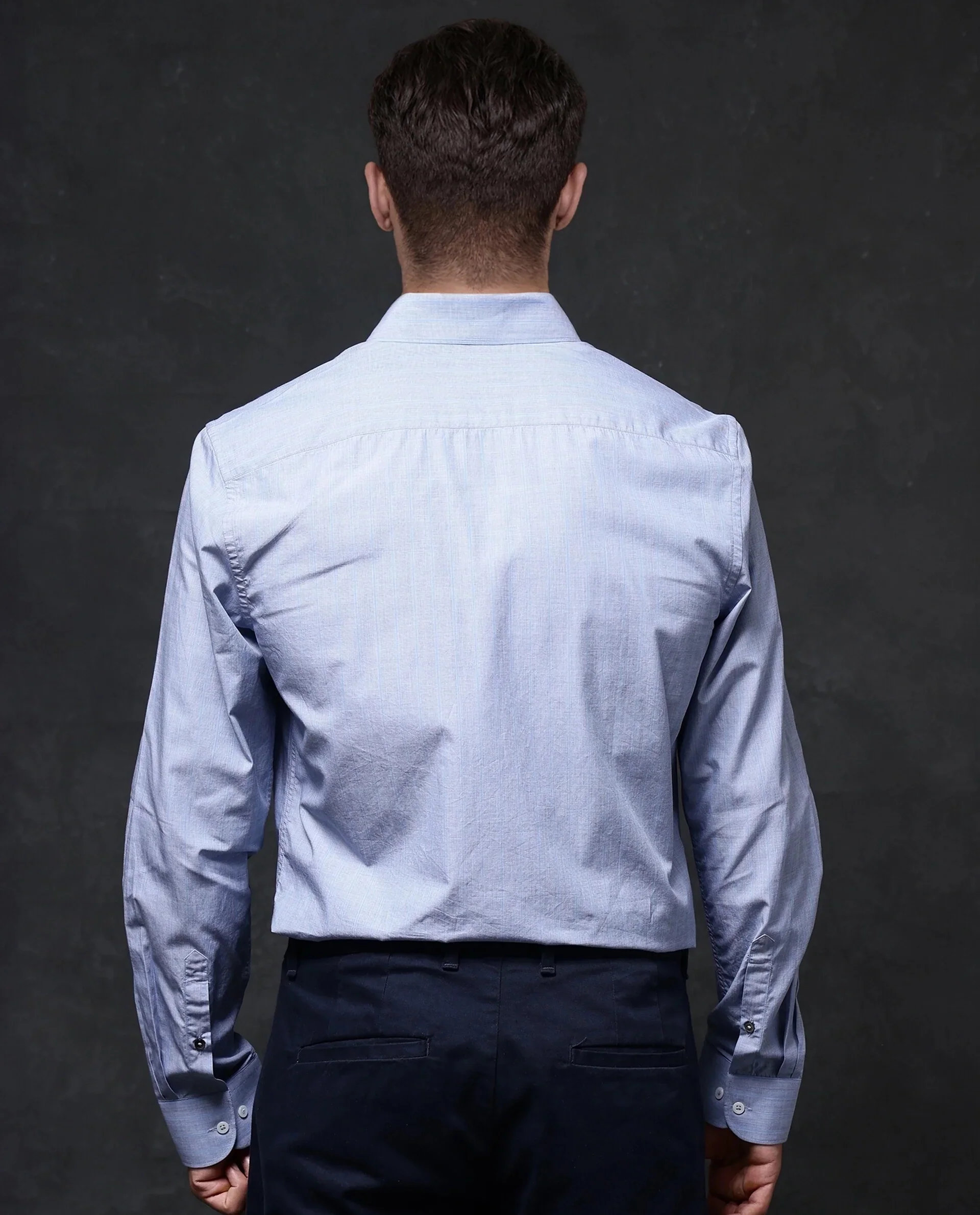 Rare Rabbit Men's Charl Light Blue Cotton Striped Print Regular Fit Full Sleeve Collared Shirt - Image 6