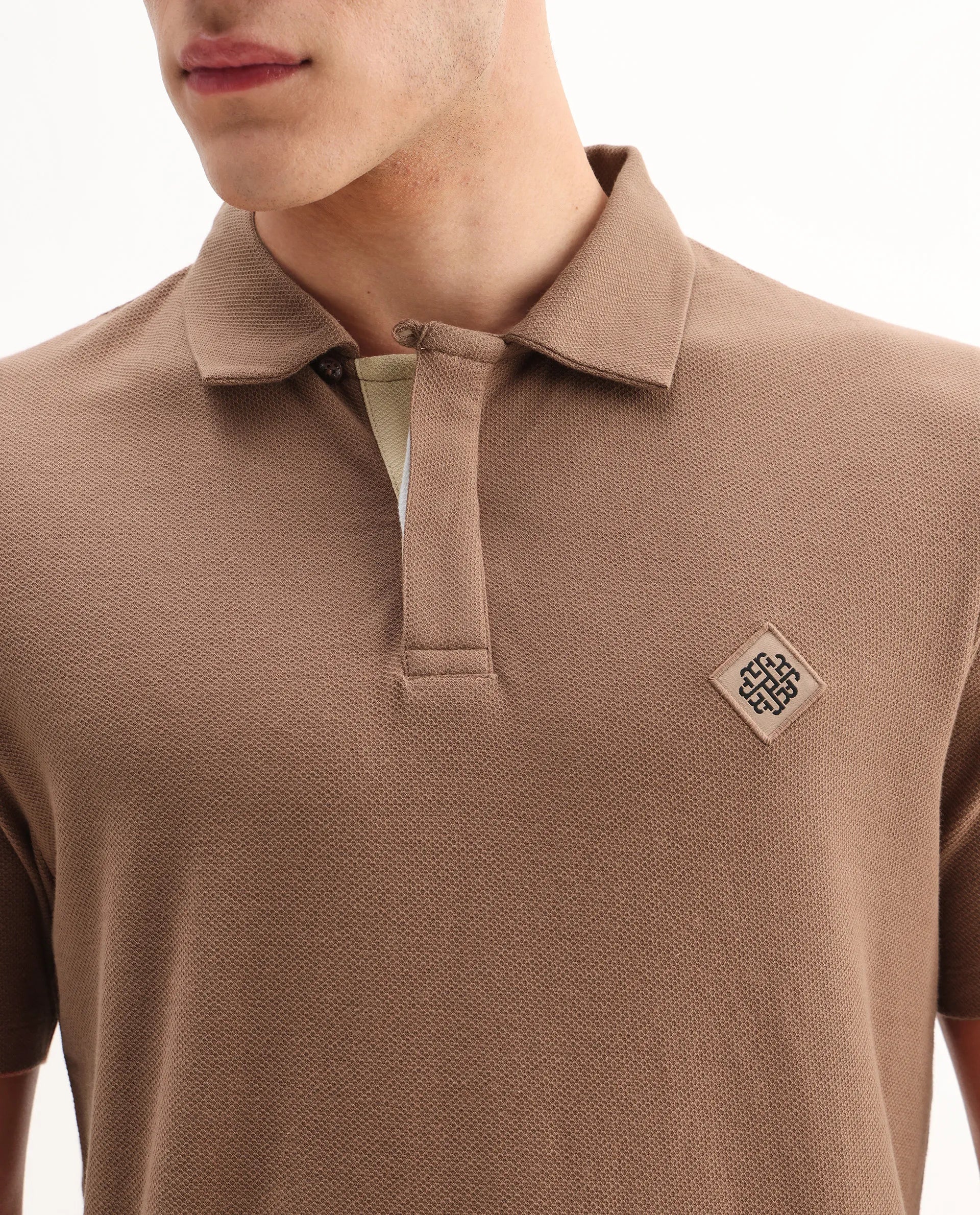 Rare Rabbit Men's Charles Dusky Orange Cotton Plain Regular Fit Half Sleeve Polo - Image 3