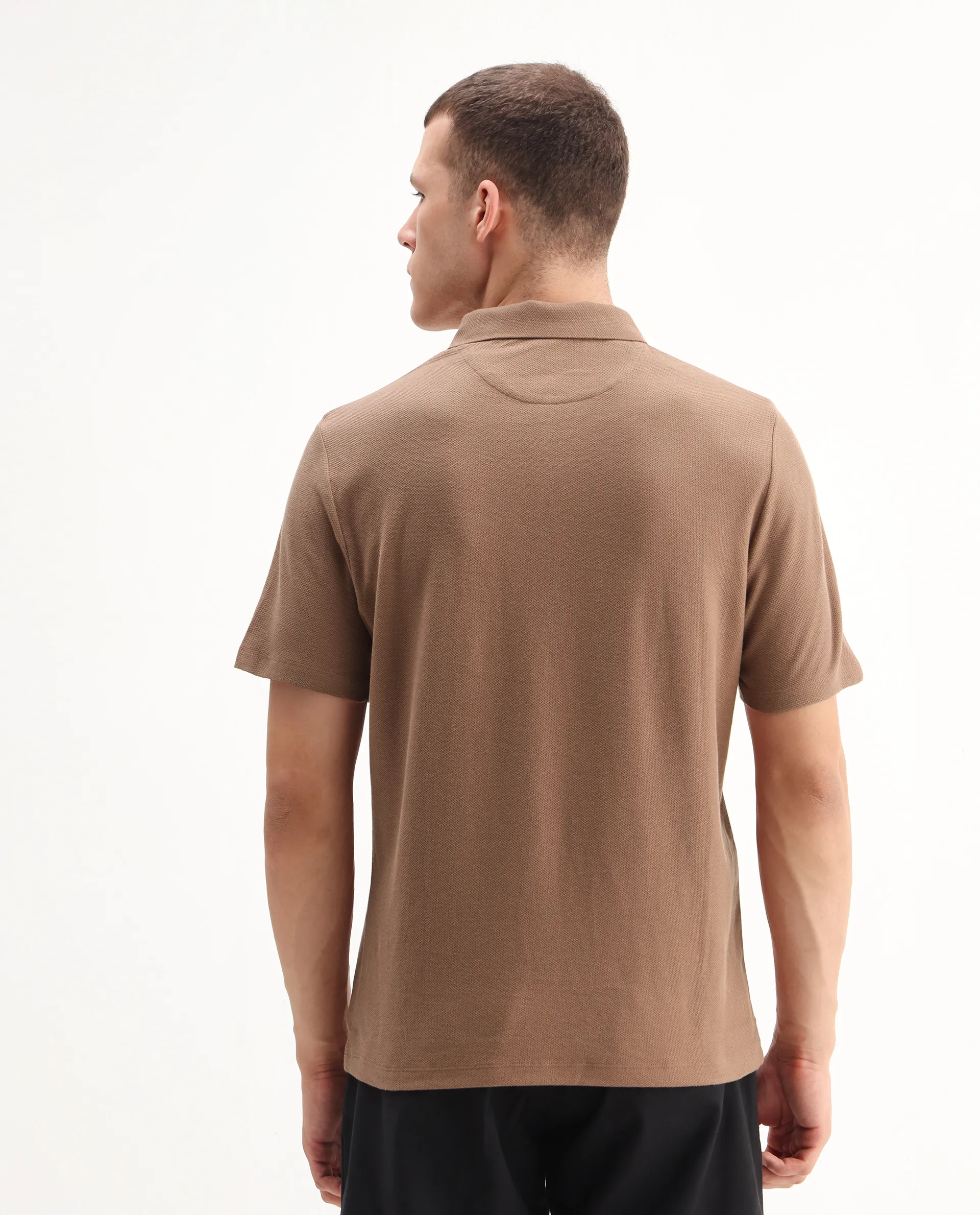 Rare Rabbit Men's Charles Dusky Orange Cotton Plain Regular Fit Half Sleeve Polo - Image 7