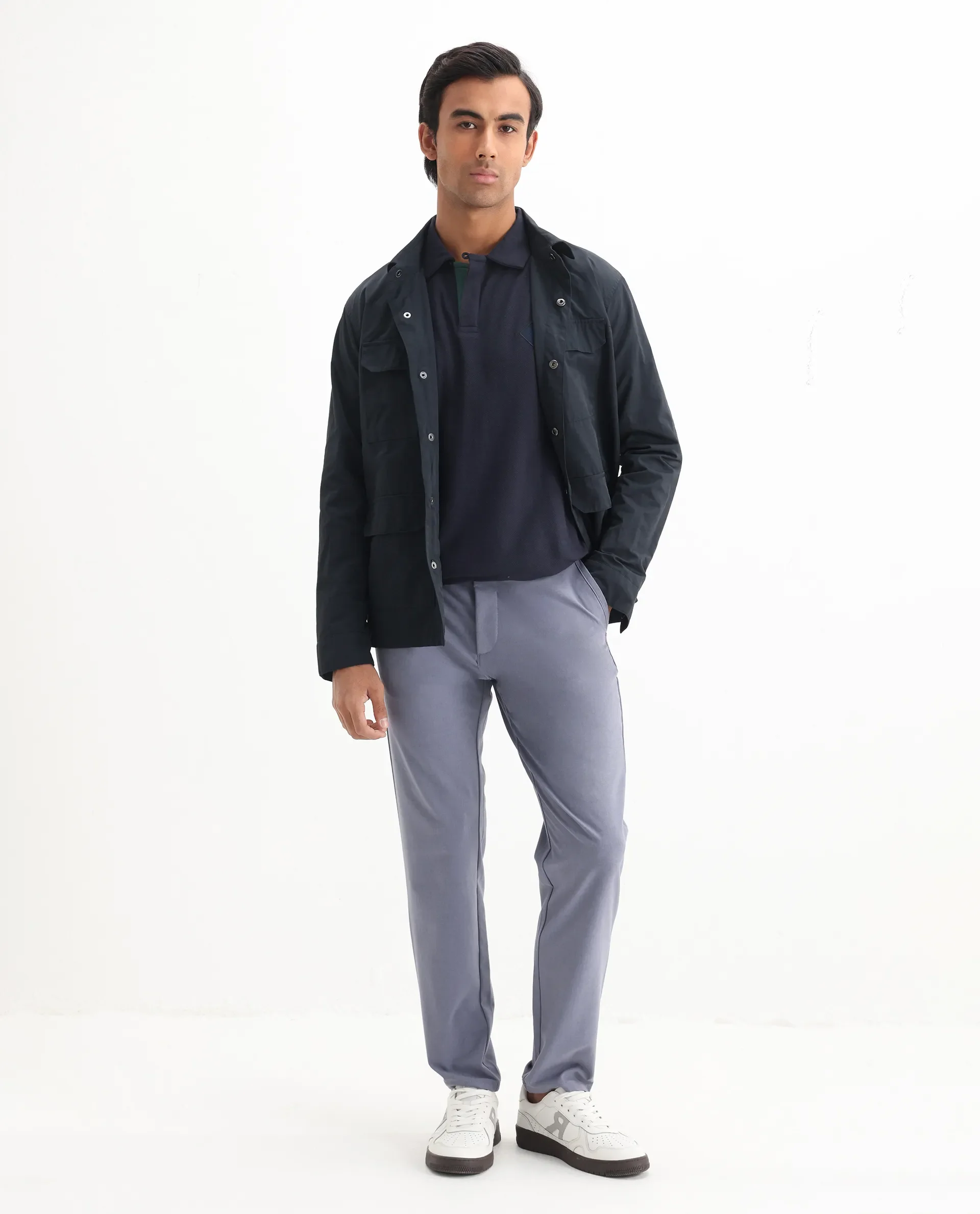 Rare Rabbit Men's Charles Navy Cotton Plain Regular Fit Half Sleeve Polo - Image 2