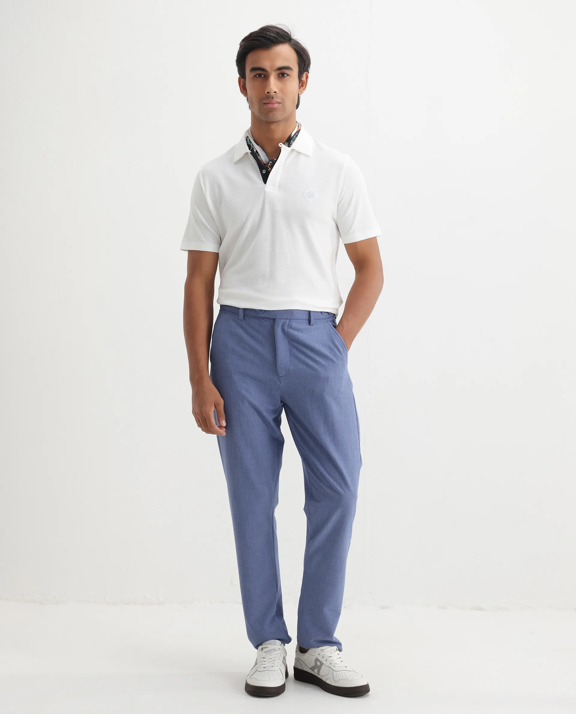 Rare Rabbit Men's Charles Off White Cotton Plain Regular Fit Half Sleeve Polo - Image 2