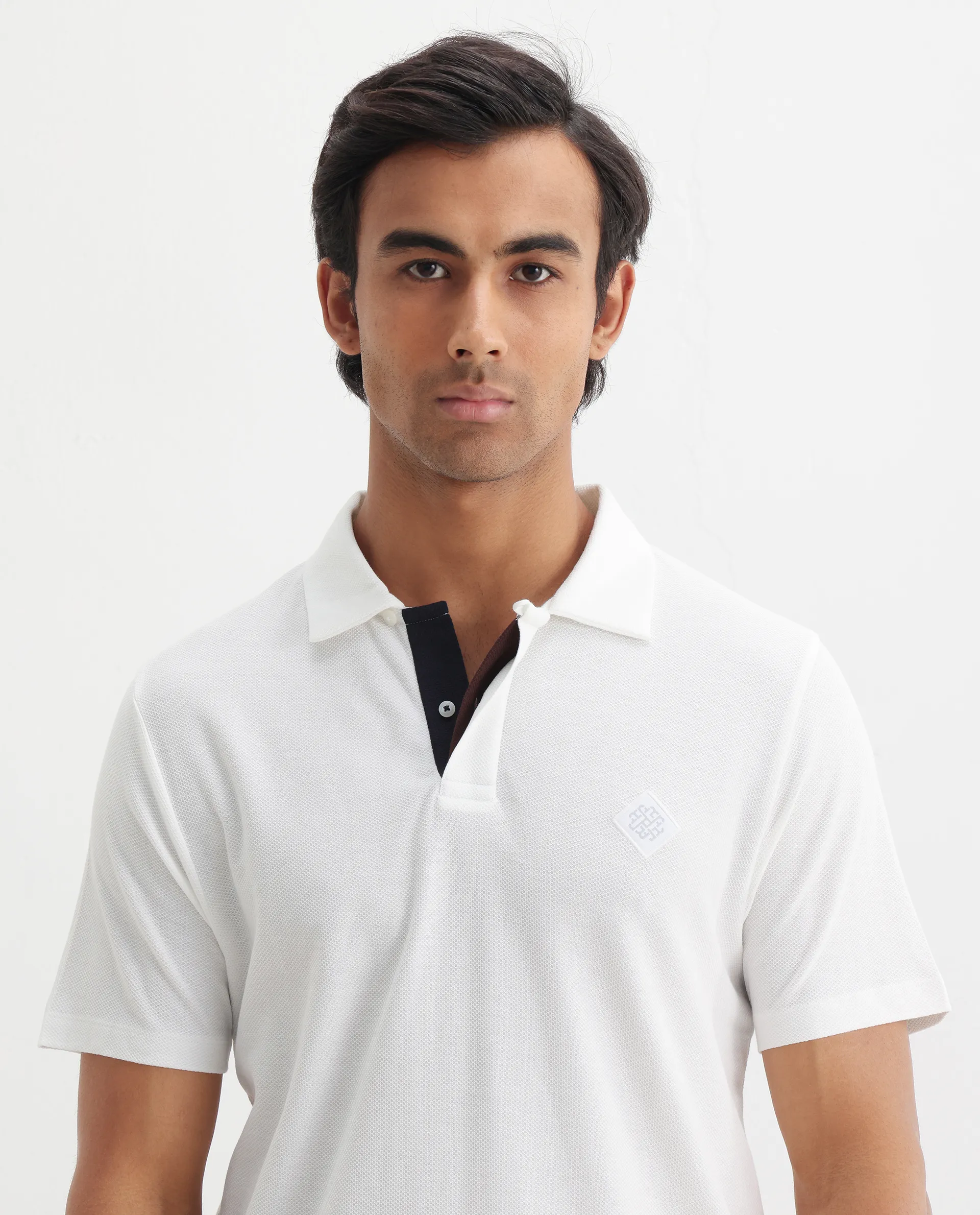 Rare Rabbit Men's Charles Off White Cotton Plain Regular Fit Half Sleeve Polo - Image 4