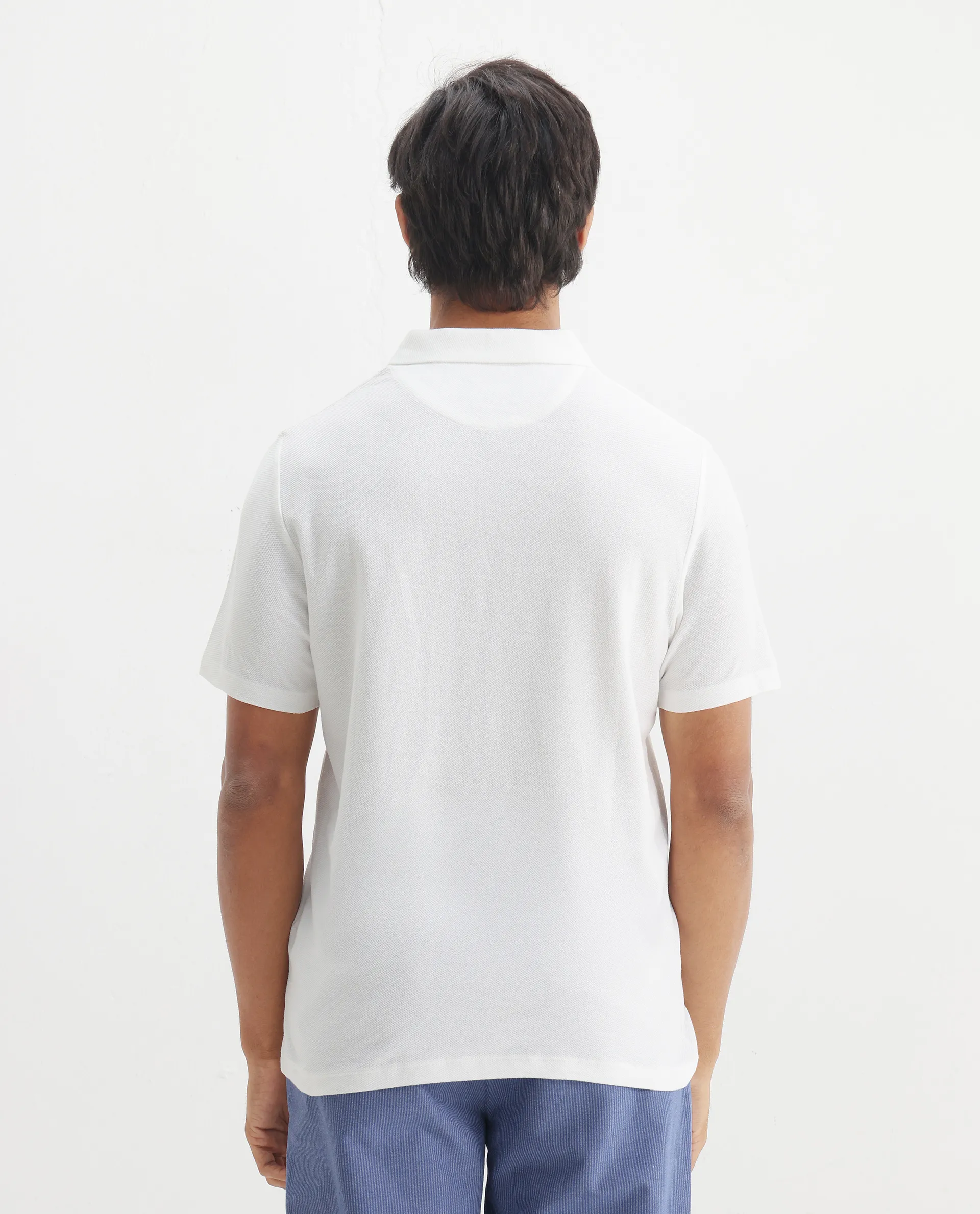 Rare Rabbit Men's Charles Off White Cotton Plain Regular Fit Half Sleeve Polo - Image 6