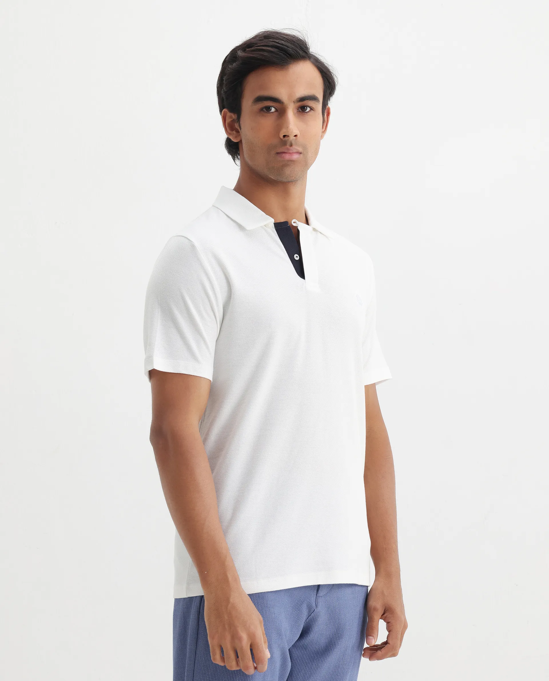 Rare Rabbit Men's Charles Off White Cotton Plain Regular Fit Half Sleeve Polo - Image 8