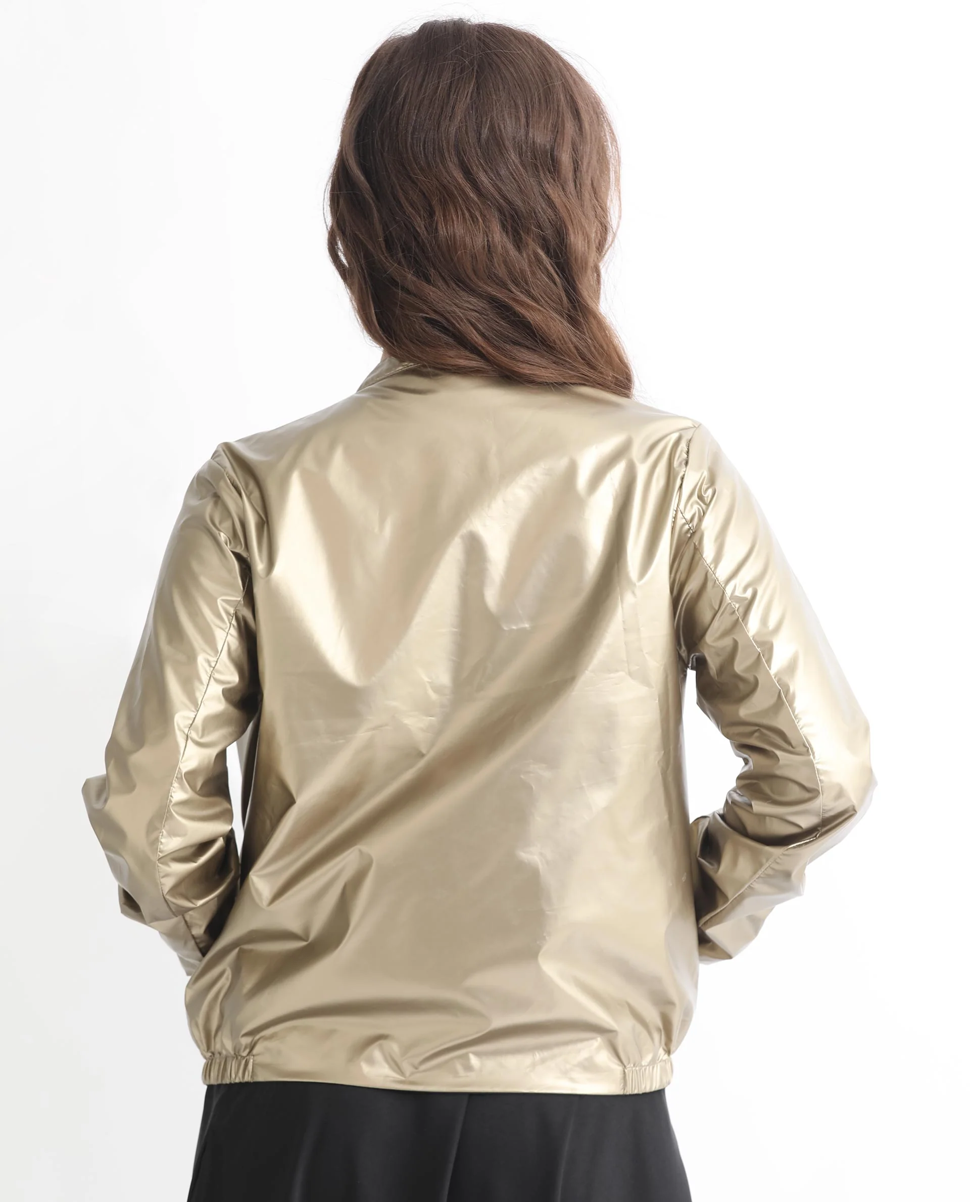Rareism Women's Charlotte Gold Polyester Mandarin Collar Plain Regular Fit Jacket - Image 20