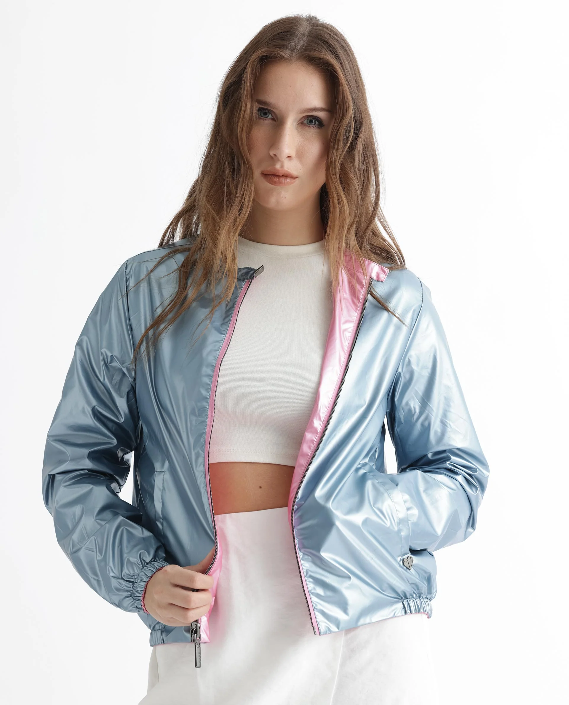 Rareism Women's Charlotte Pink Polyester Mandarin Collar Plain Regular Fit Jacket - Image 11