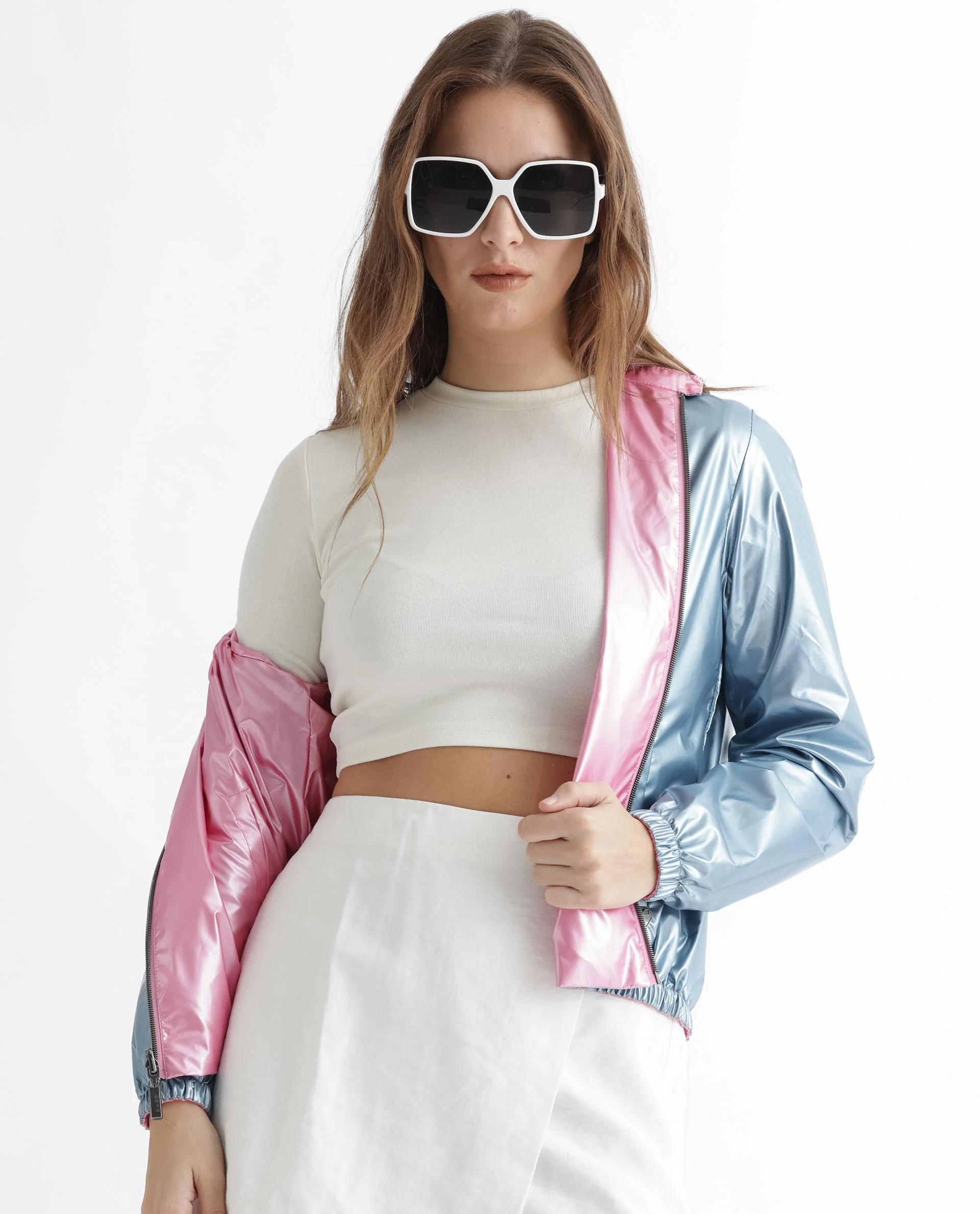 Rareism Women's Charlotte Pink Polyester Mandarin Collar Plain Regular Fit Jacket - Image 14