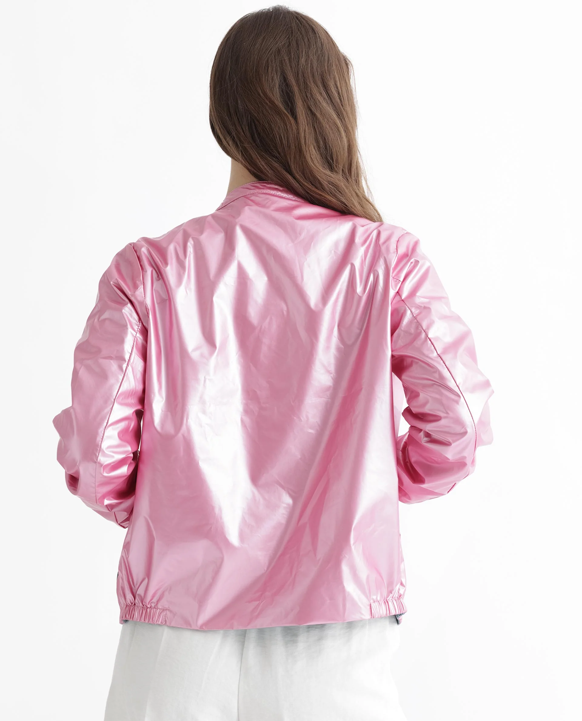 Rareism Women's Charlotte Pink Polyester Mandarin Collar Plain Regular Fit Jacket - Image 17
