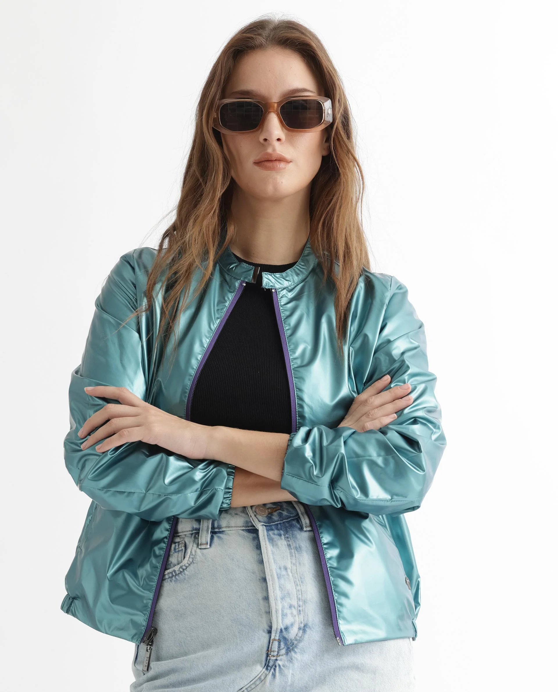 Rareism Women's Charlotte Purple Polyester Mandarin Collar Plain Regular Fit Jacket - Image 15