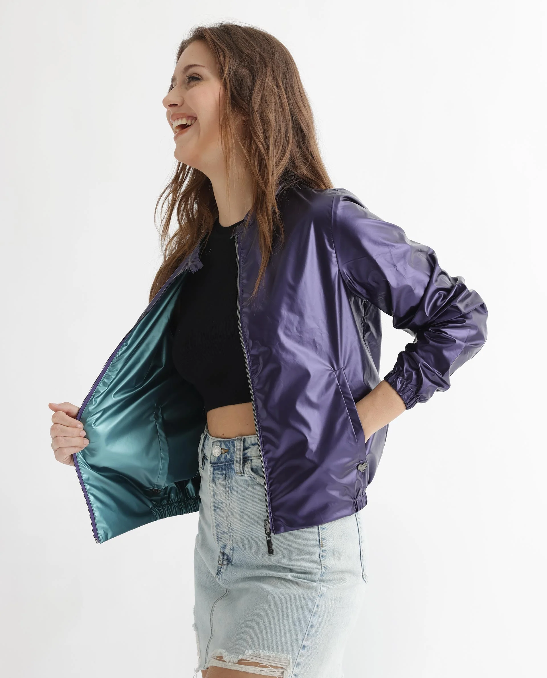 Rareism Women's Charlotte Purple Polyester Mandarin Collar Plain Regular Fit Jacket - Image 19
