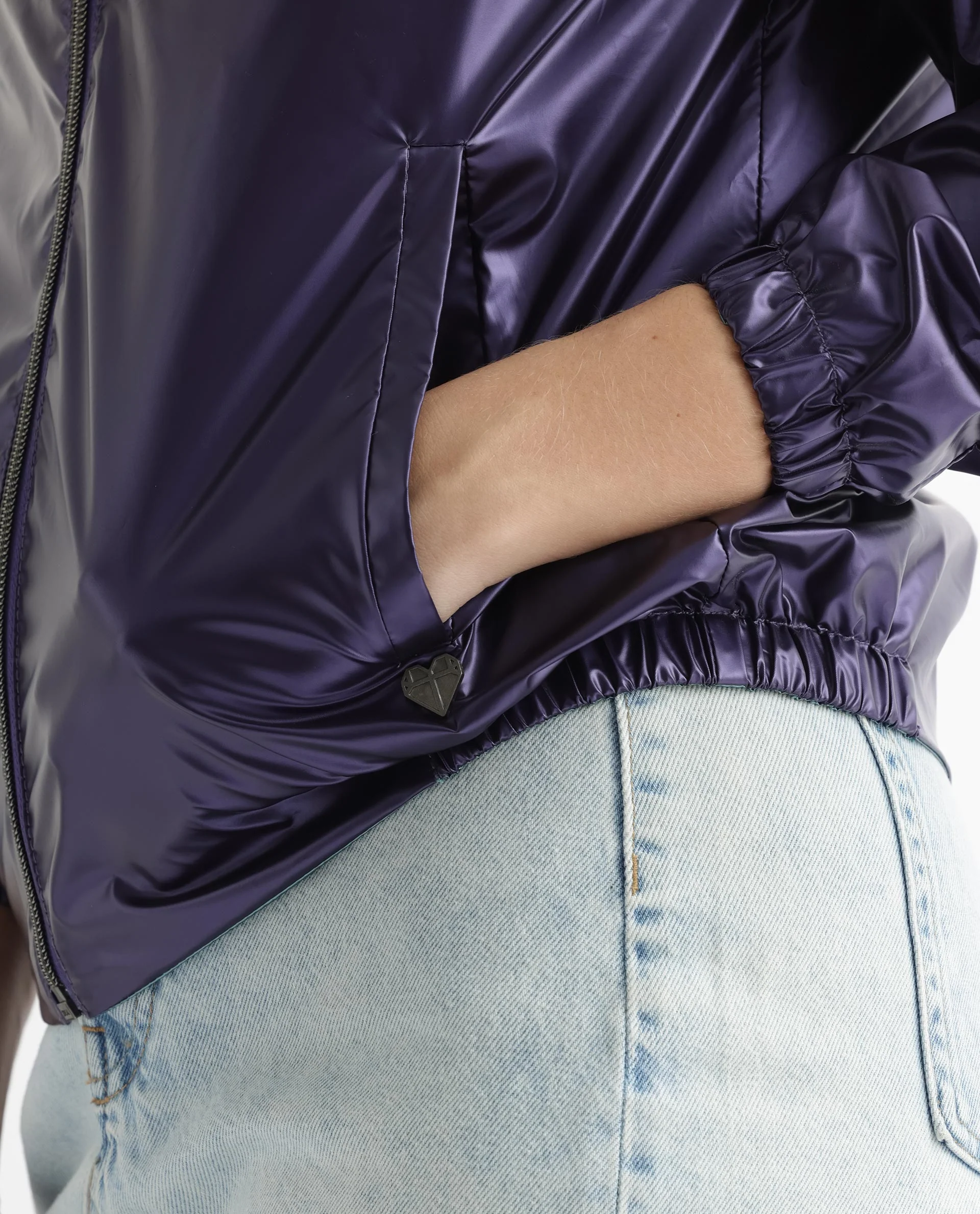 Rareism Women's Charlotte Purple Polyester Mandarin Collar Plain Regular Fit Jacket - Image 4