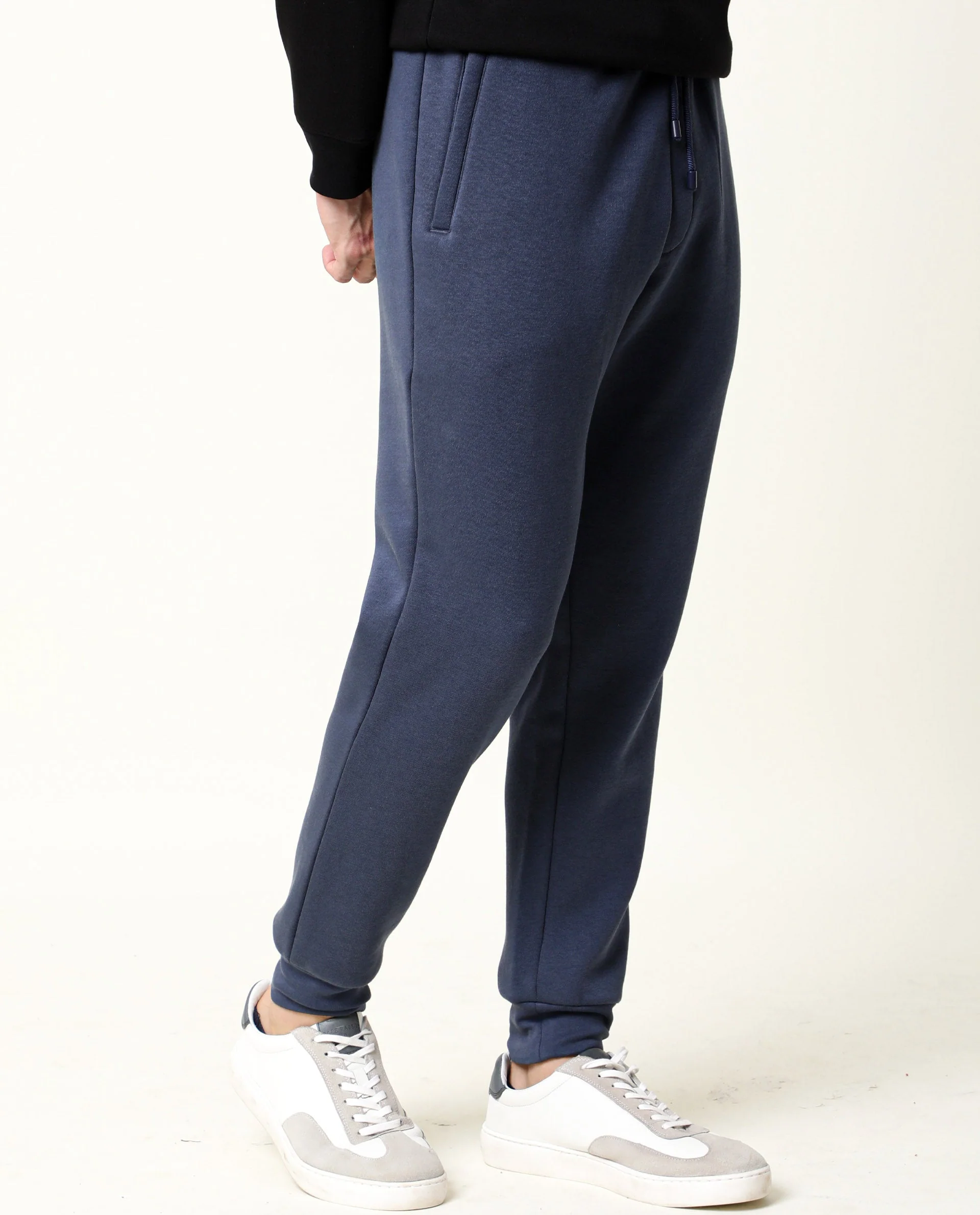 Rare Rabbit Men's Chase Blue Cotton Plain Regular Fit Track Pant - Image 5