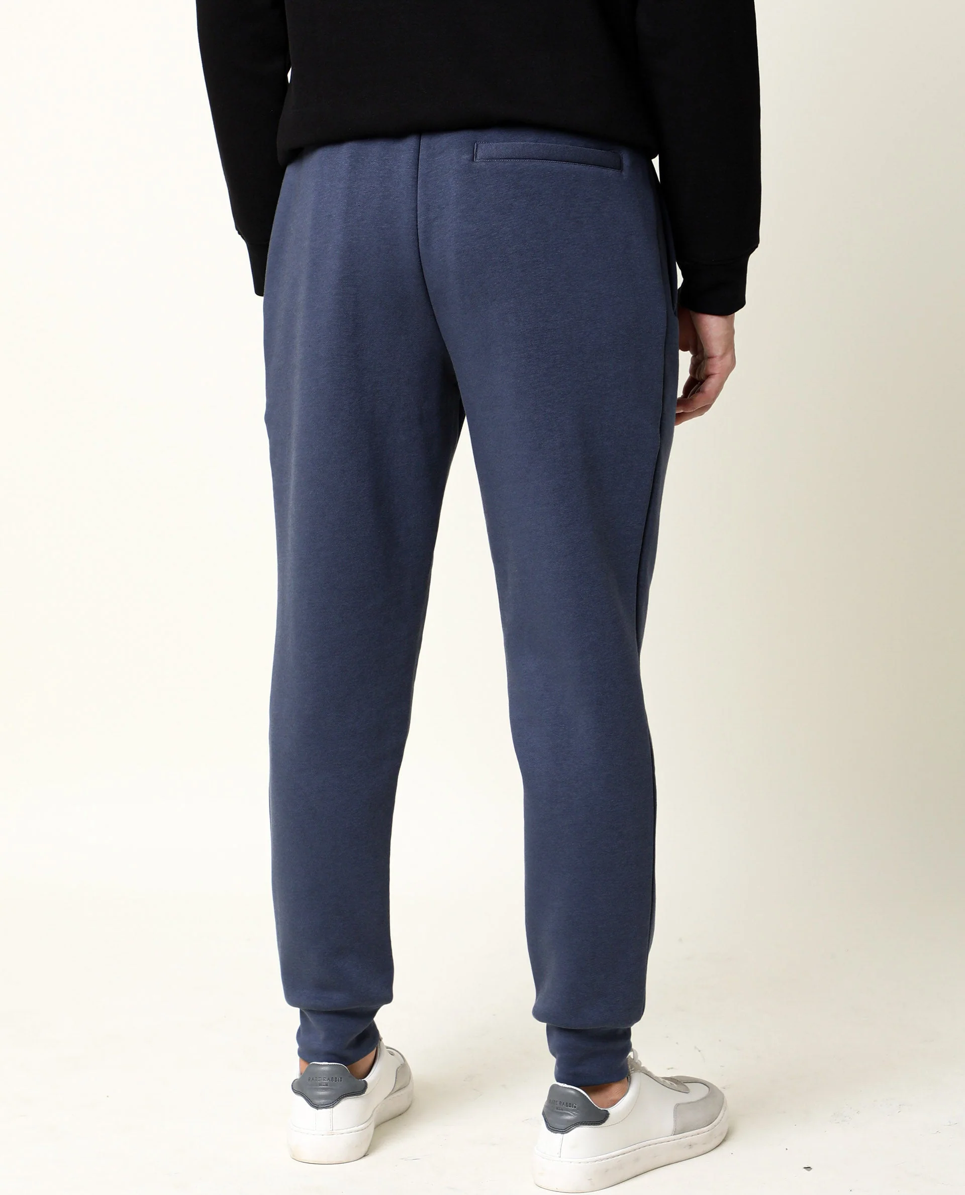 Rare Rabbit Men's Chase Blue Cotton Plain Regular Fit Track Pant - Image 6