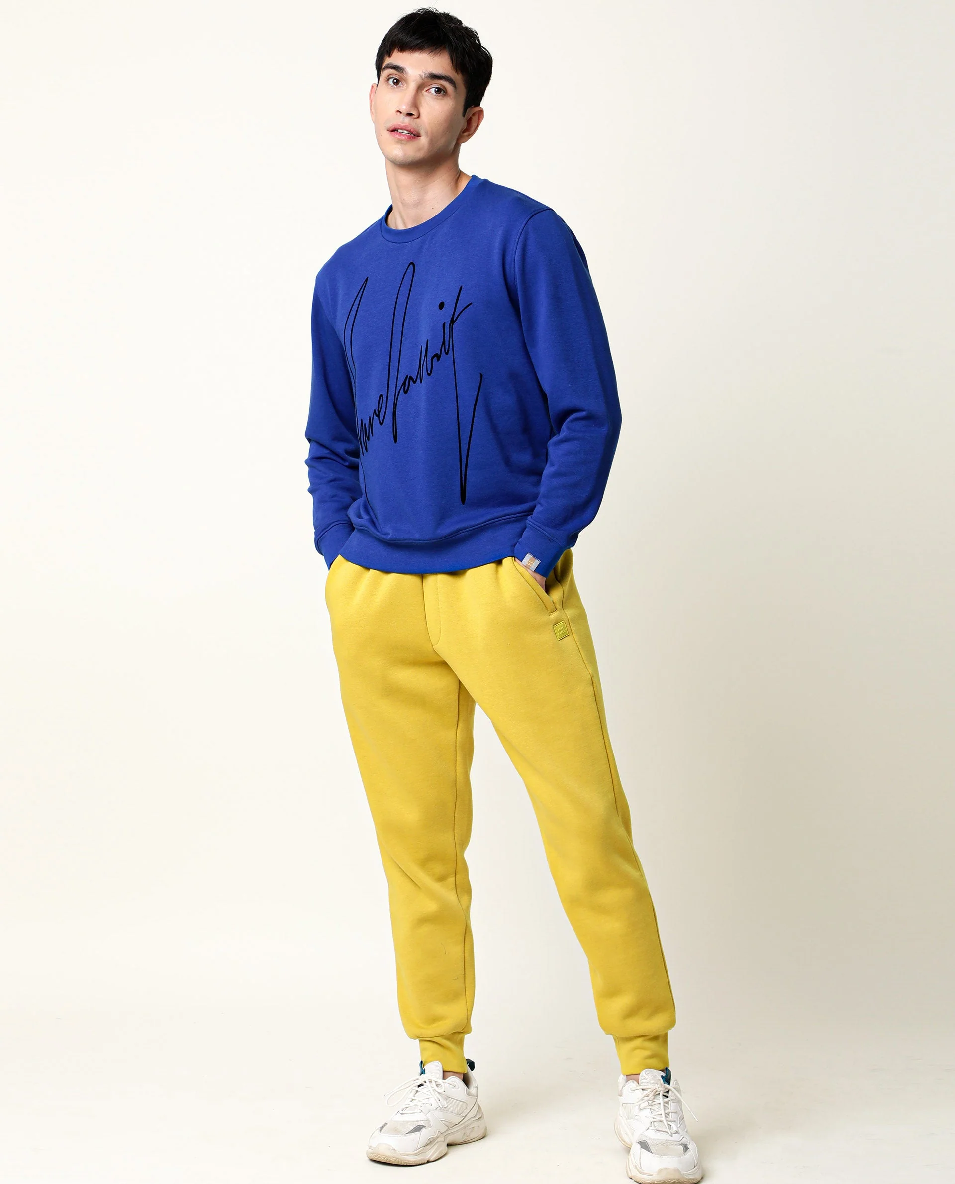 Rare Rabbit Men's Chase Mustard Cotton Plain Regular Fit Track Pant - Image 2