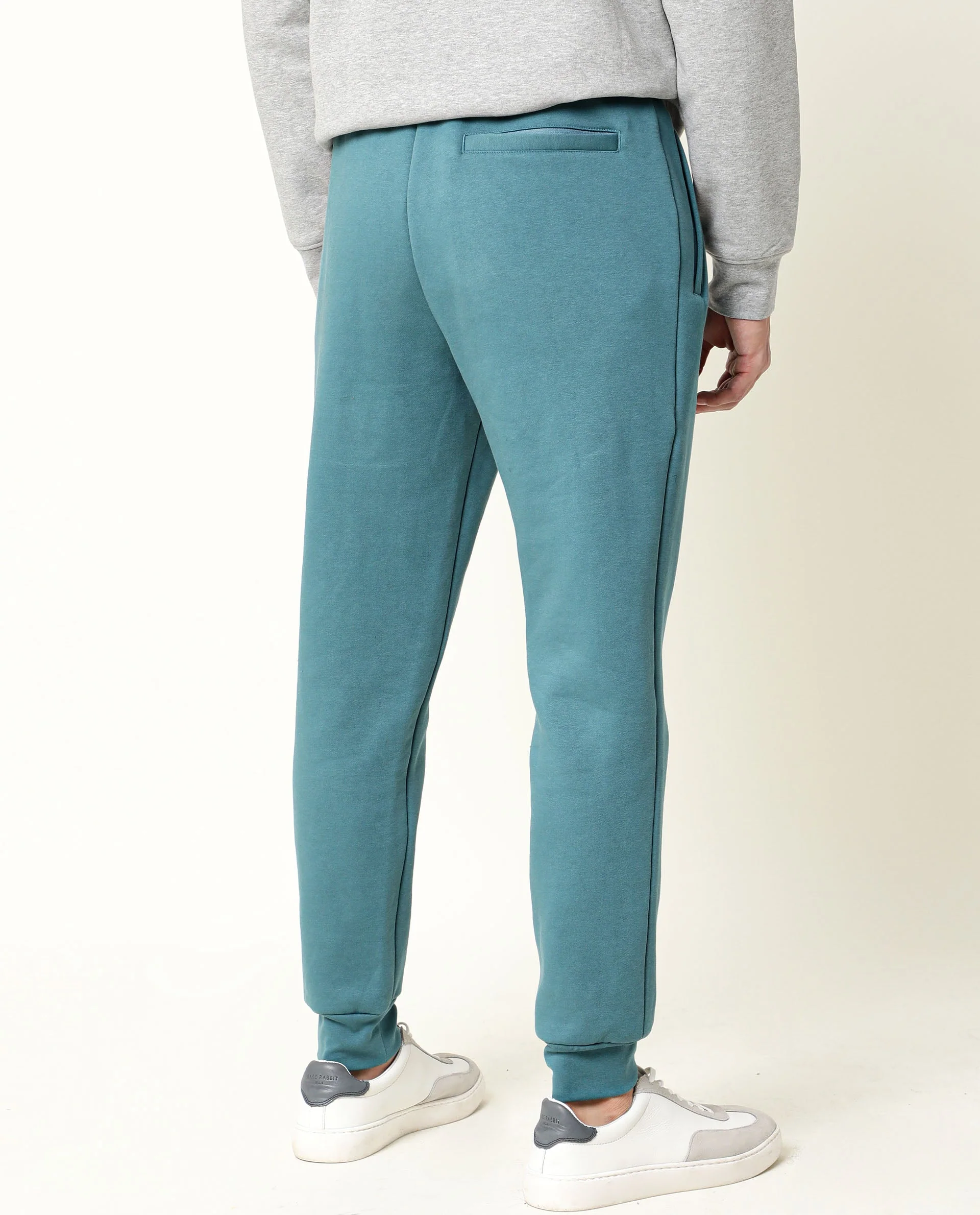 Rare Rabbit Men's Chase Turq Cotton Plain Slim Fit Track Pant - Image 5