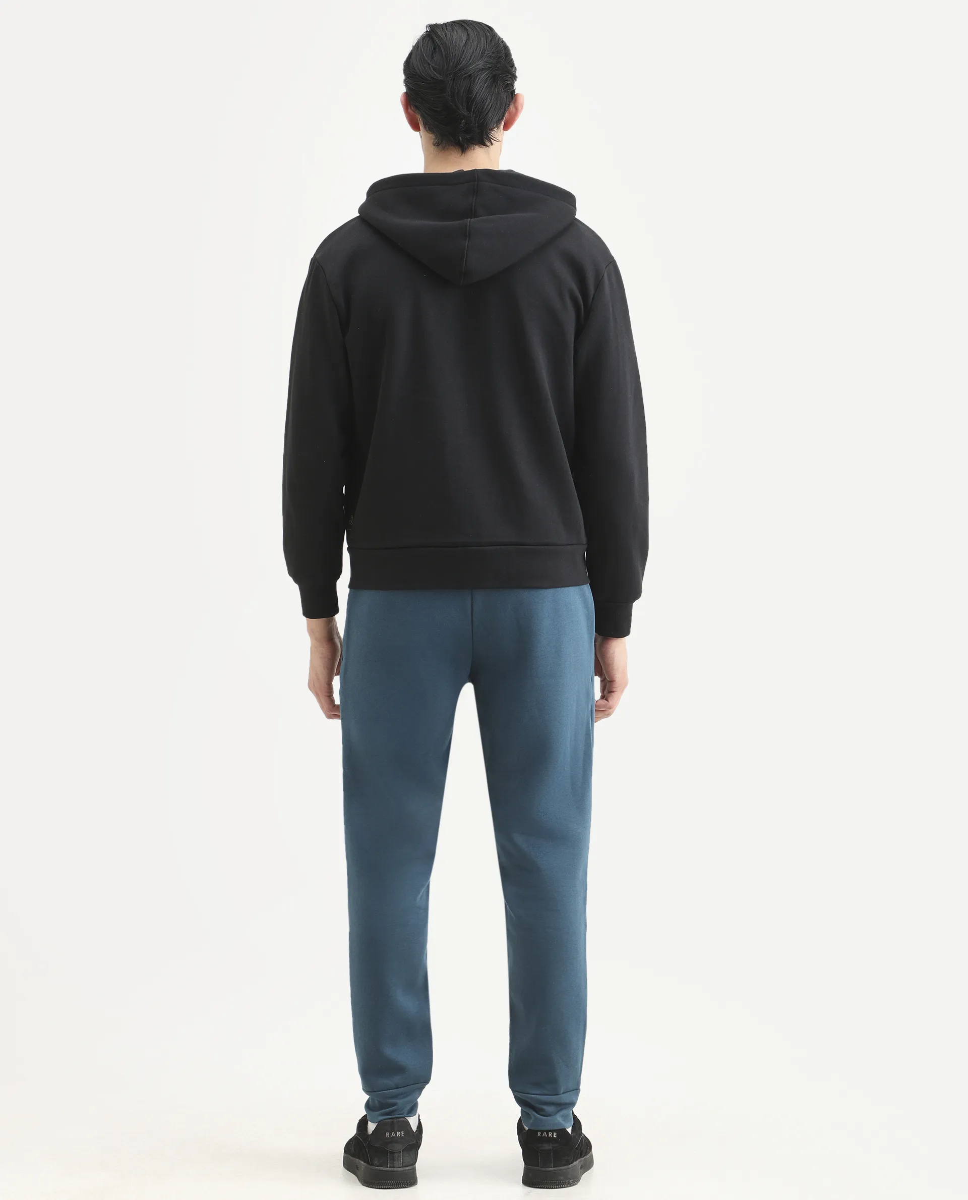 Rare Rabbit Men's Chase Petrol Cotton Plain Regular Fit Track Pant - Image 8