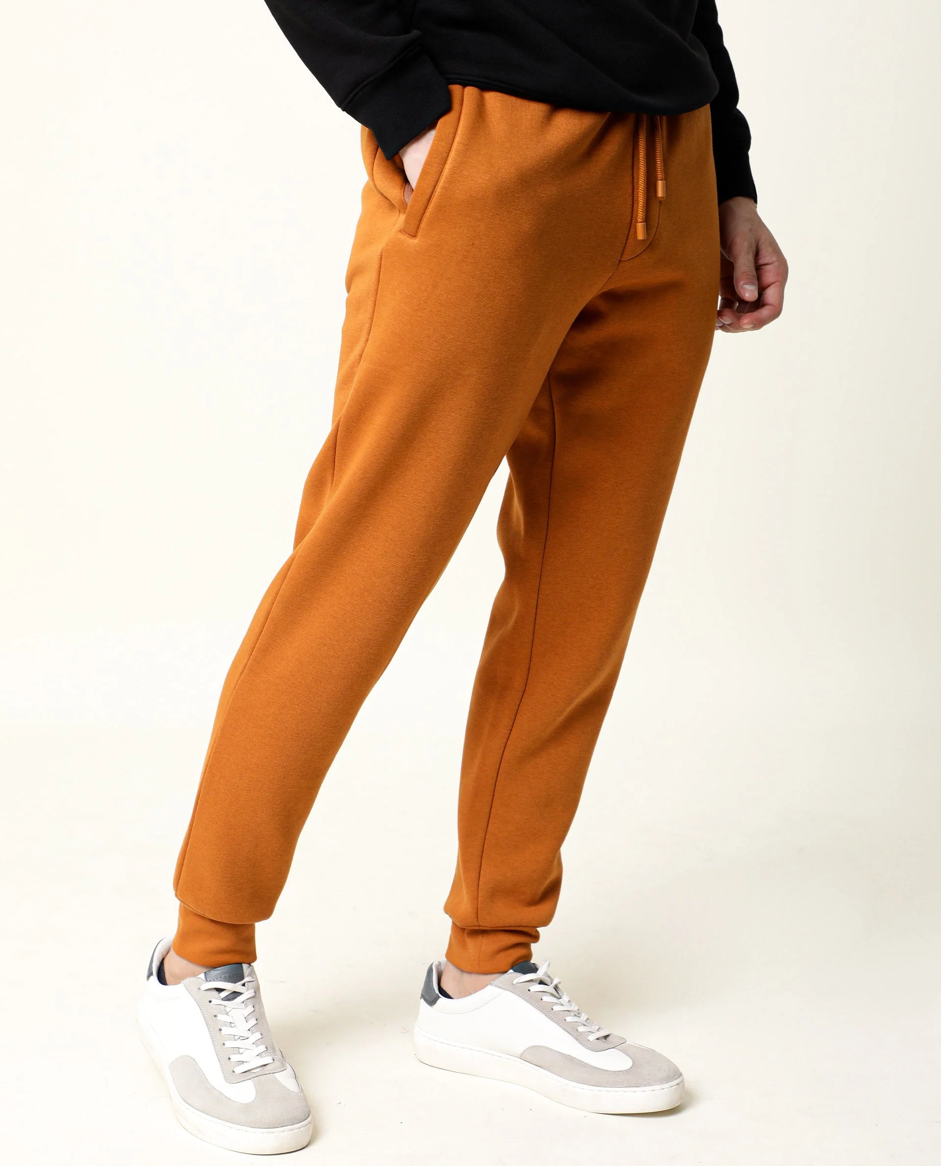 Rare Rabbit Men's Chase Rust Cotton Plain Regular Fit Track Pant - Image 5
