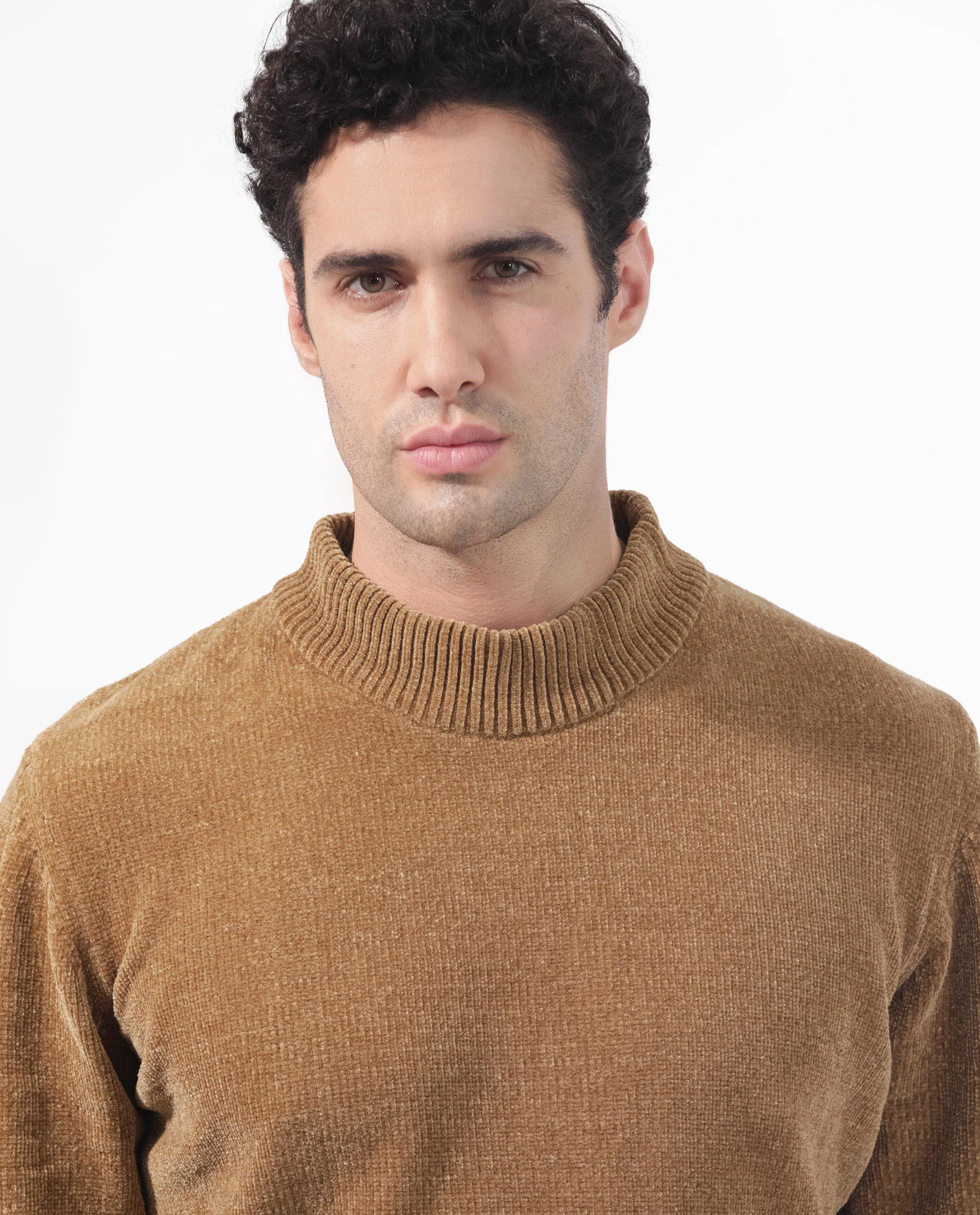 Rare Rabbit Men's Chenee Brown Cotton Textured Relaxed Fit Full Sleeve High Neck Sweater - Image 6