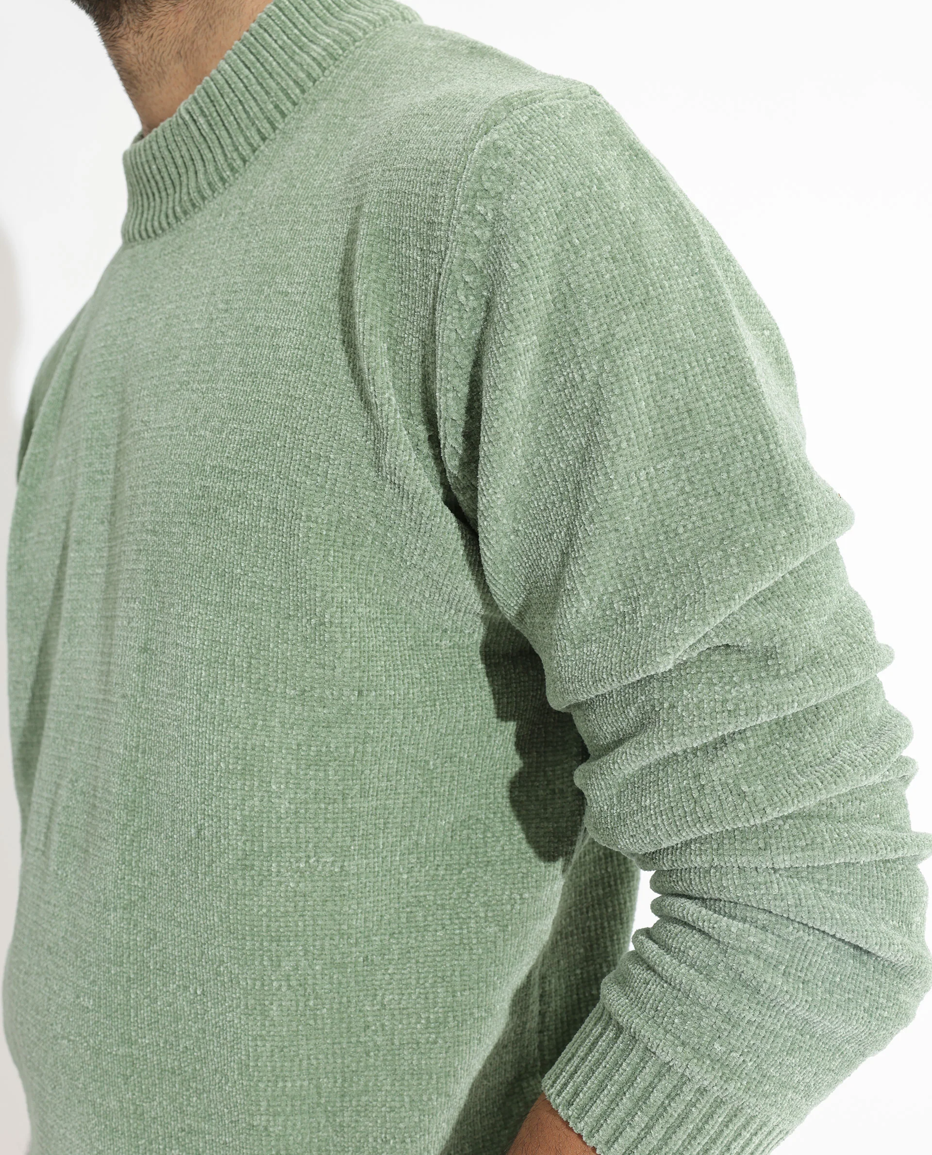 Rare Rabbit Men's Chenee Green Textured Relaxed Fit Full Sleeve High Neck Sweater - Image 6