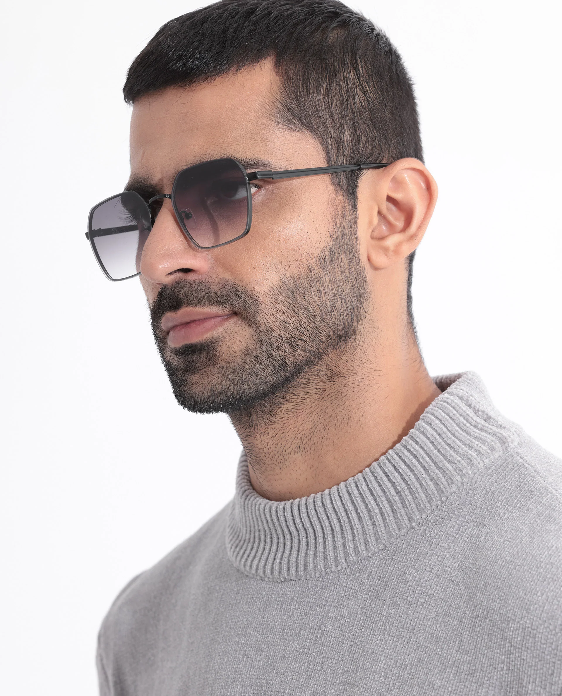 Rare Rabbit Men's Chenee Light Grey Textured Relaxed Fit Full Sleeve High Neck Sweater - Image 4