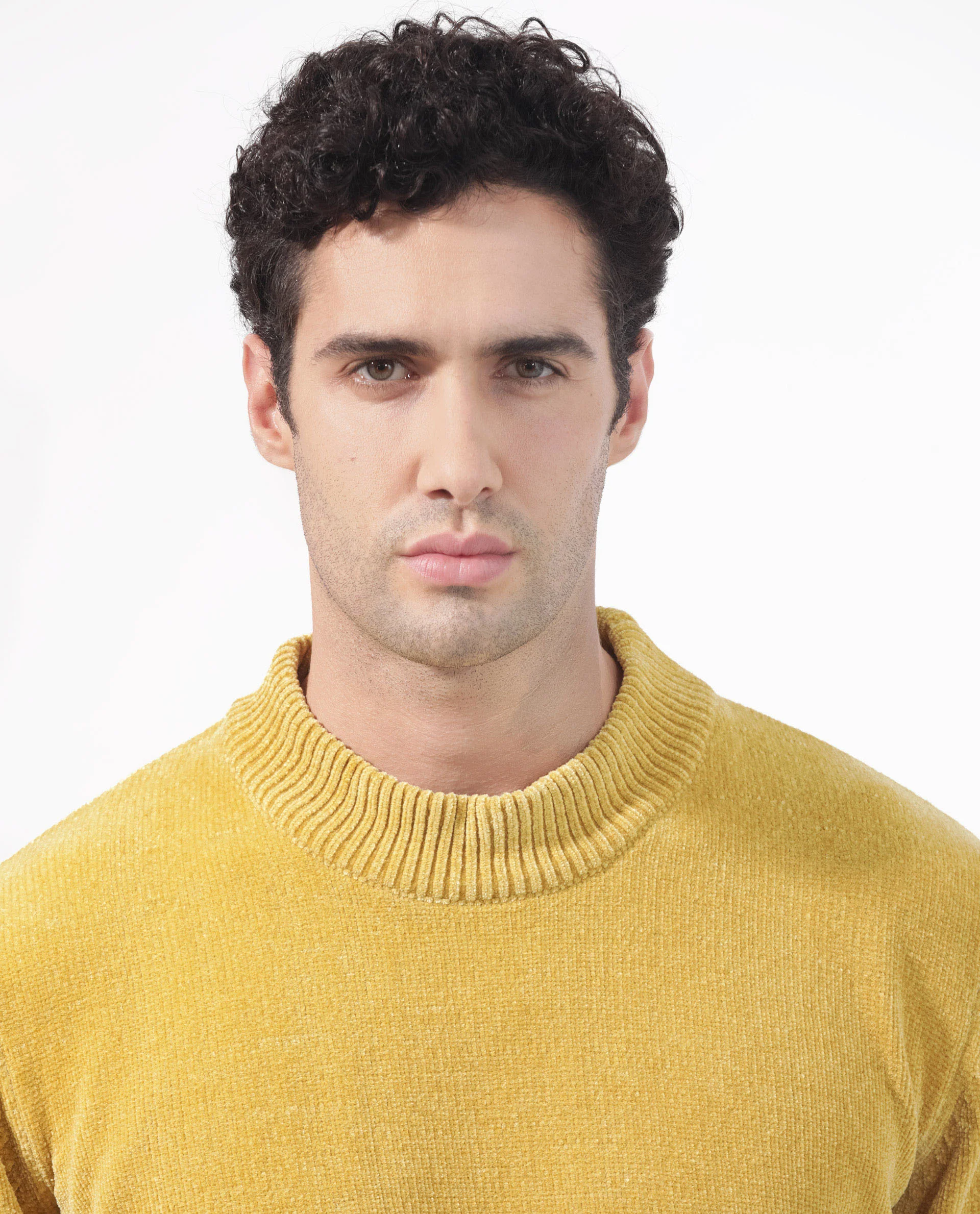 Rare Rabbit Men's Chenee Mustard Textured Relaxed Fit Full Sleeve High Neck Sweater - Image 8
