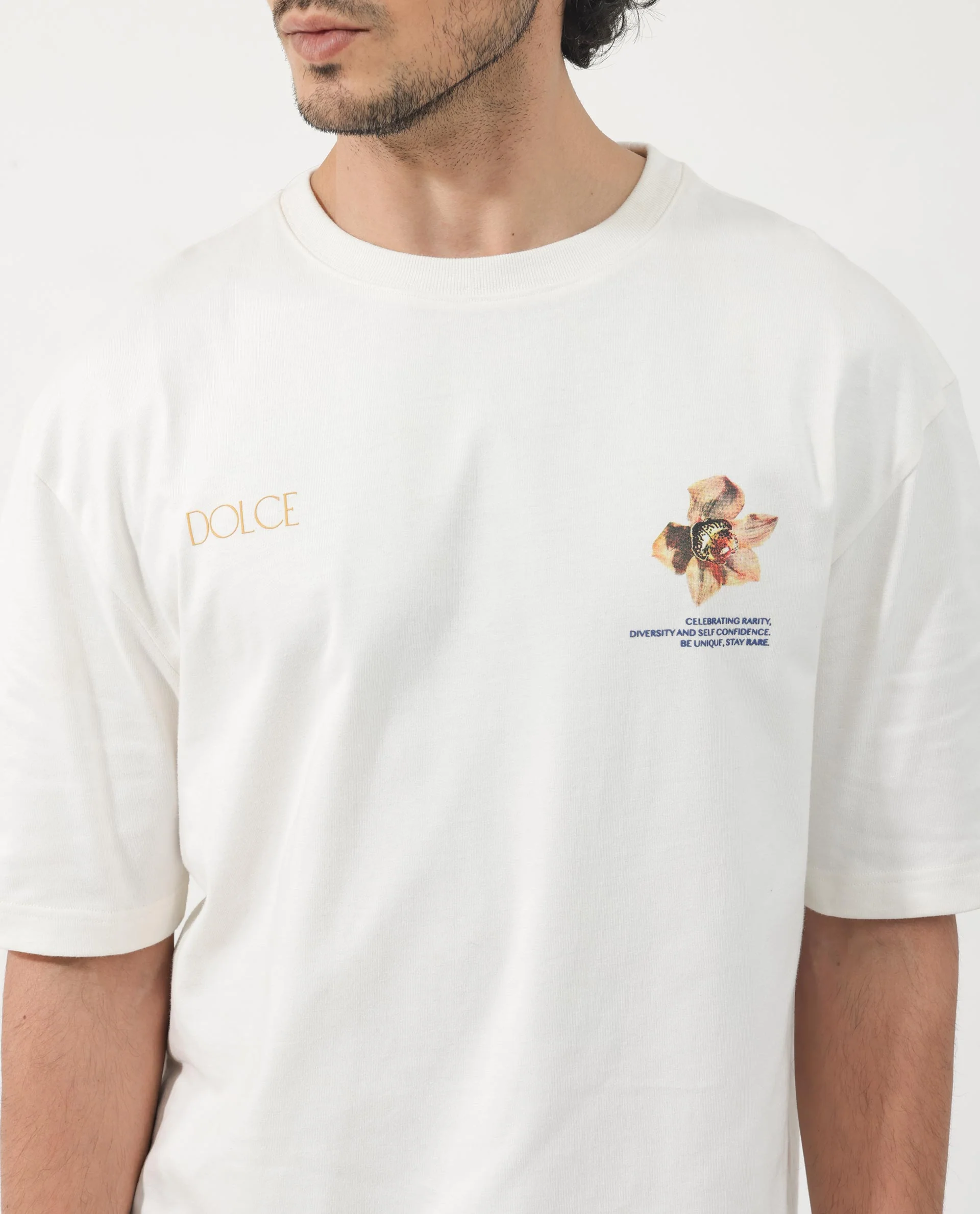 Rare Rabbit Articale Men's Cher Off White Cotton Fabric Crew Neck Oversized Fit Graphic Print T-Shirt - Image 9