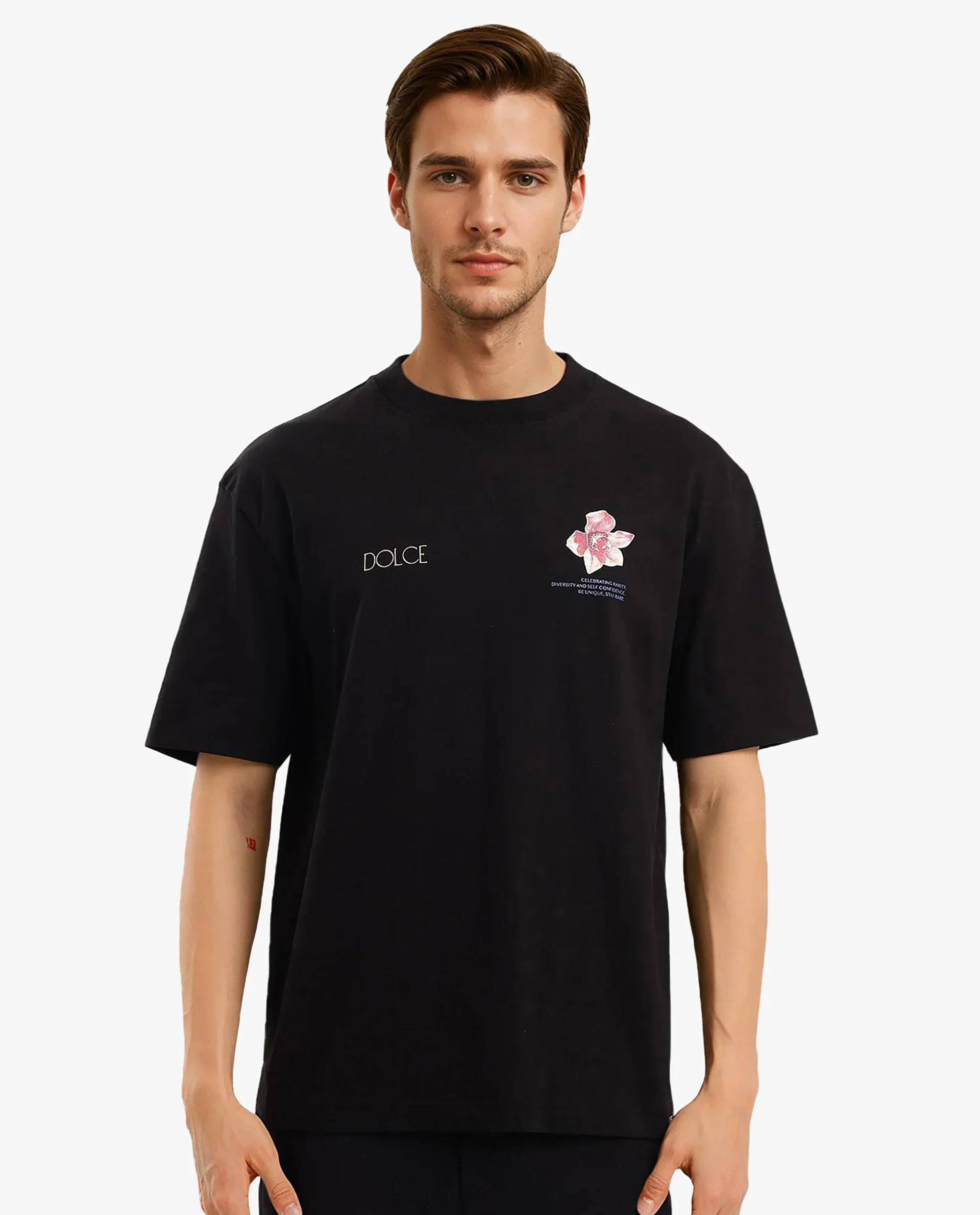 Rare Rabbit Men's Chers Black Cotton Graphic Print Oversized Fit Half Sleeve Crew Neck T-Shirt - Image 10