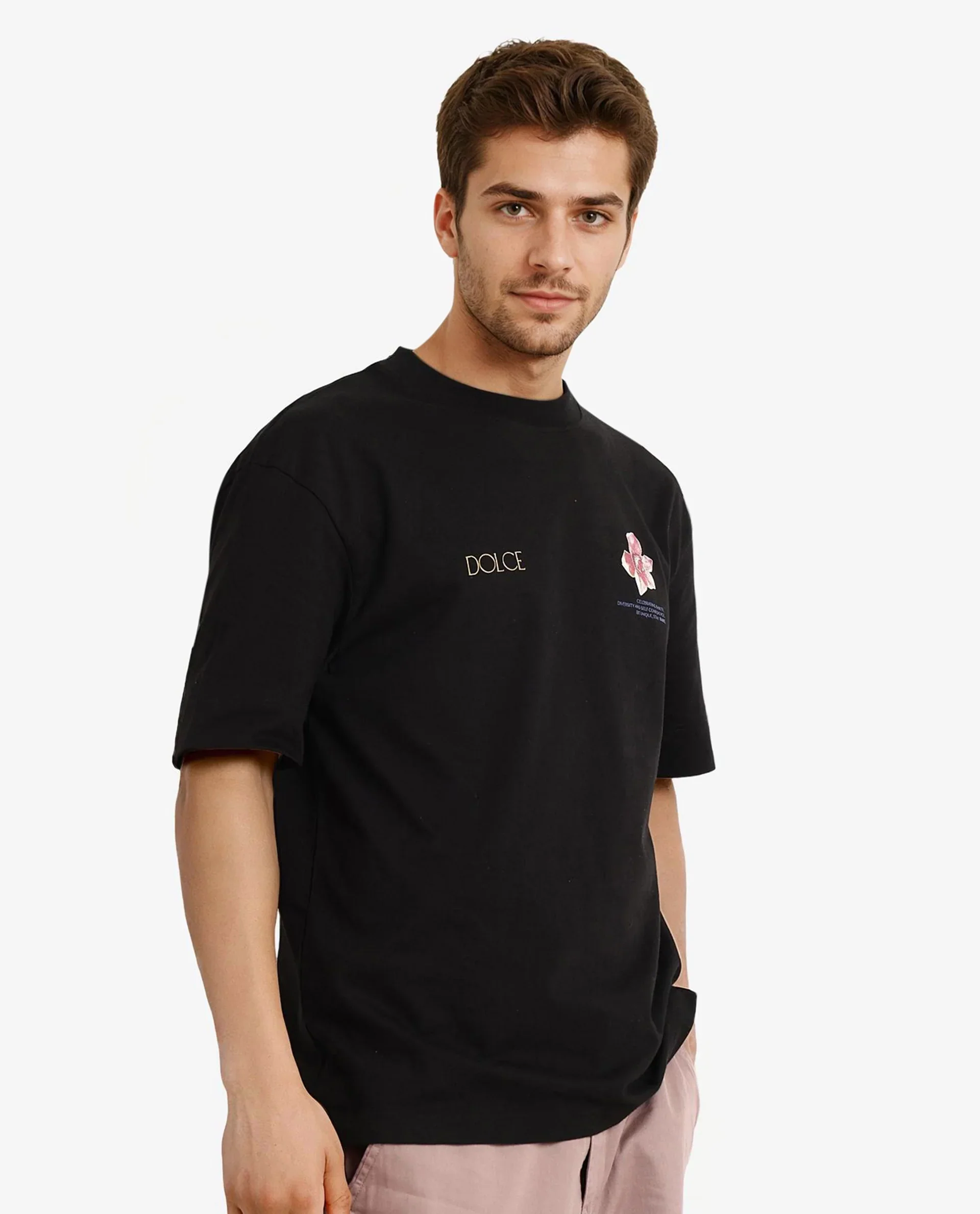 Rare Rabbit Men's Chers Black Cotton Graphic Print Oversized Fit Half Sleeve Crew Neck T-Shirt - Image 6