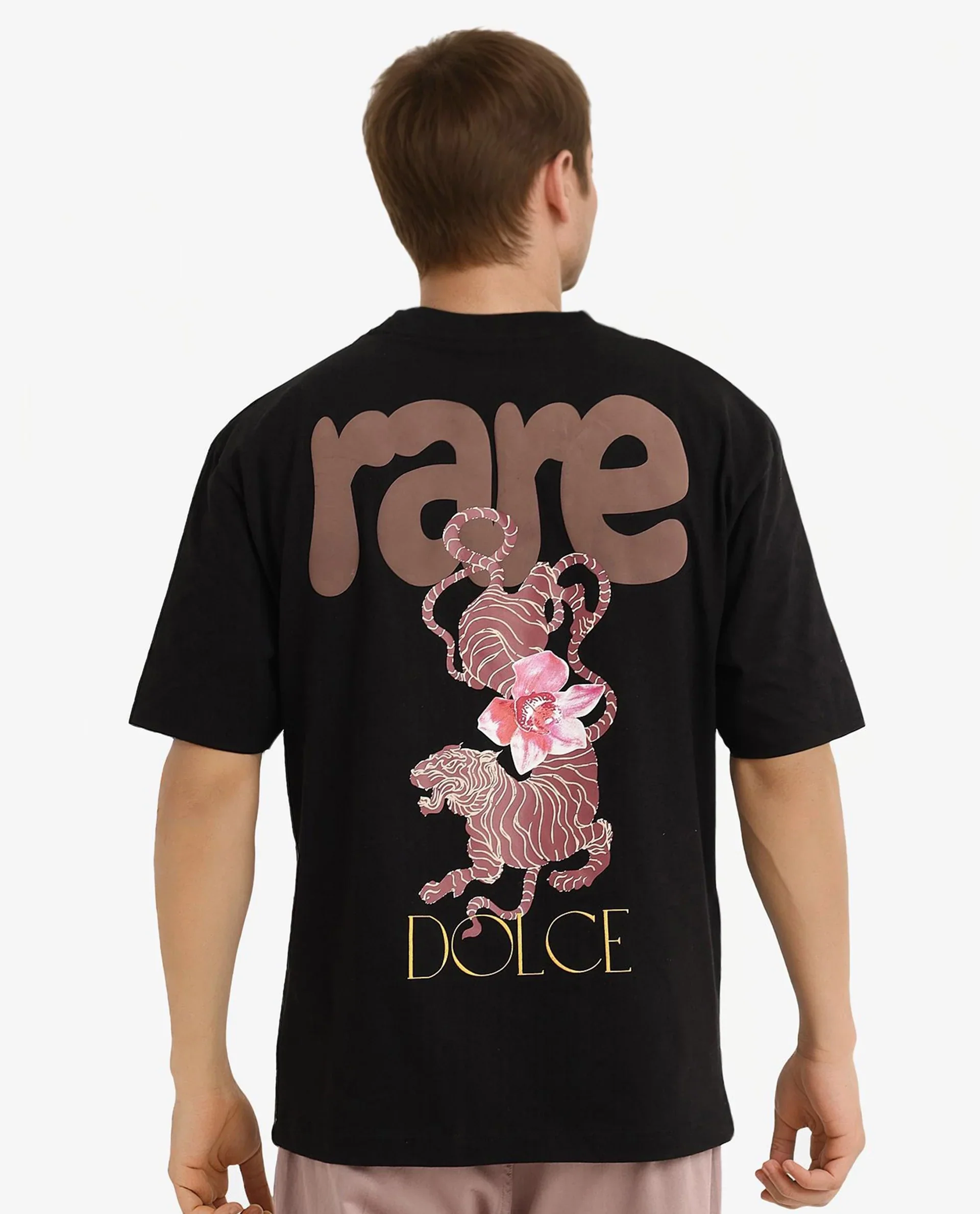 Rare Rabbit Men's Chers Black Cotton Graphic Print Oversized Fit Half Sleeve Crew Neck T-Shirt - Image 8