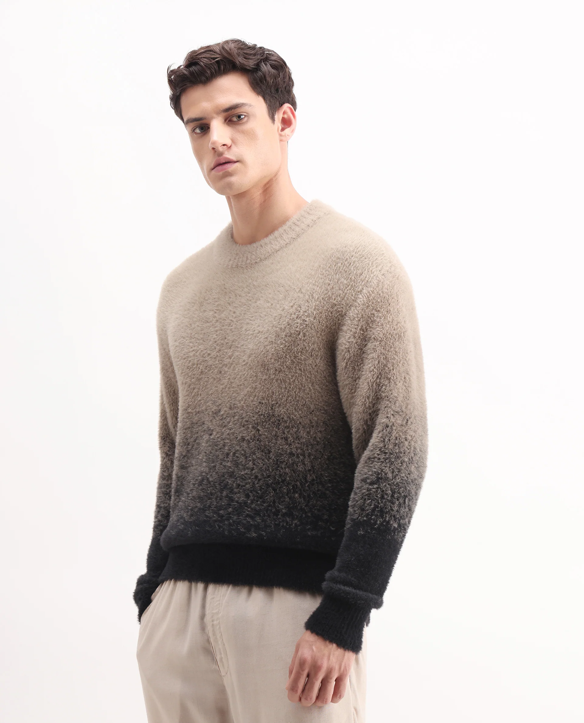 Rare Rabbit Men's Chervs Black Cotton Color Block Regular Fit Full Sleeve Crew Neck Sweater - Image 6
