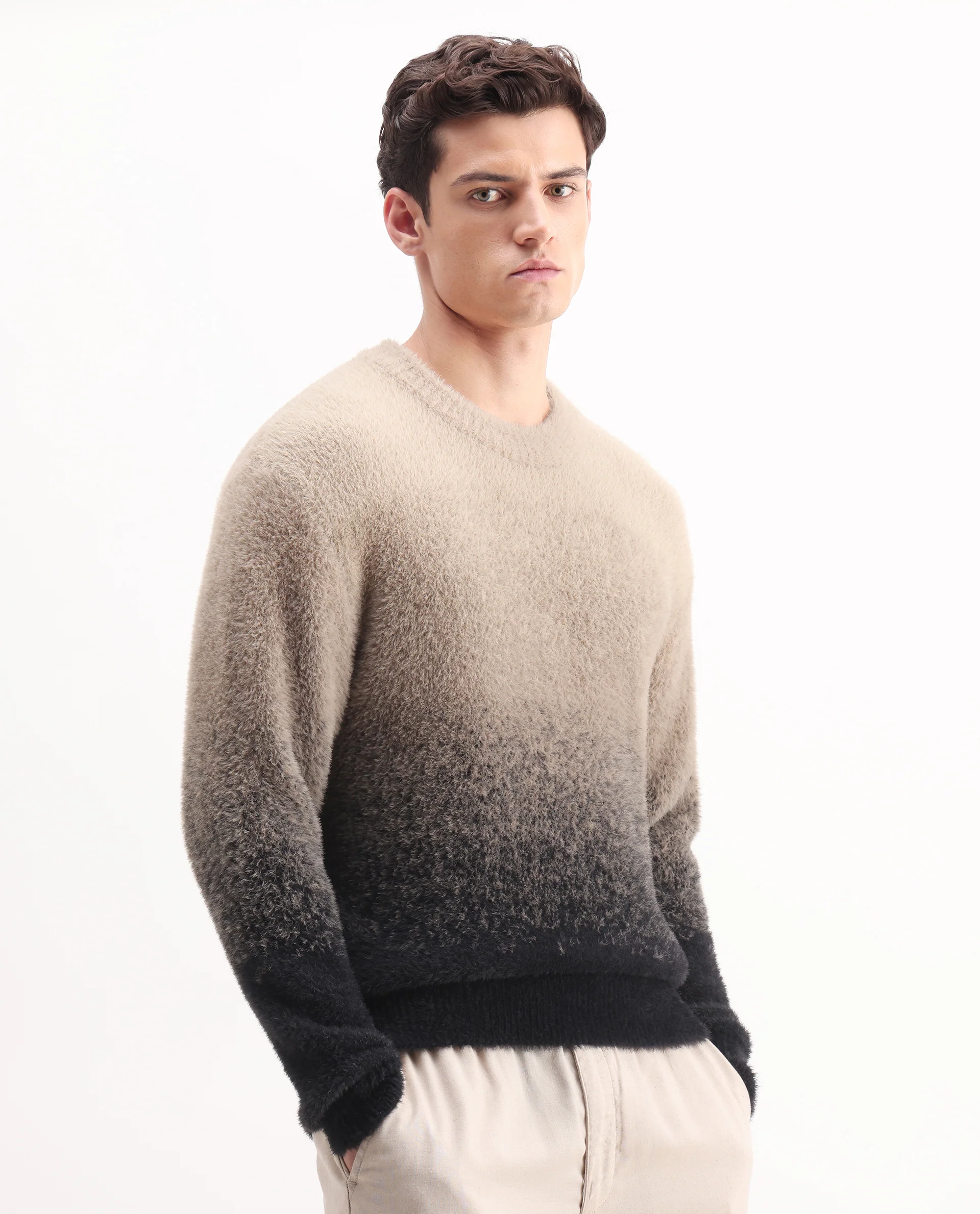 Rare Rabbit Men's Chervs Black Cotton Color Block Regular Fit Full Sleeve Crew Neck Sweater - Image 7